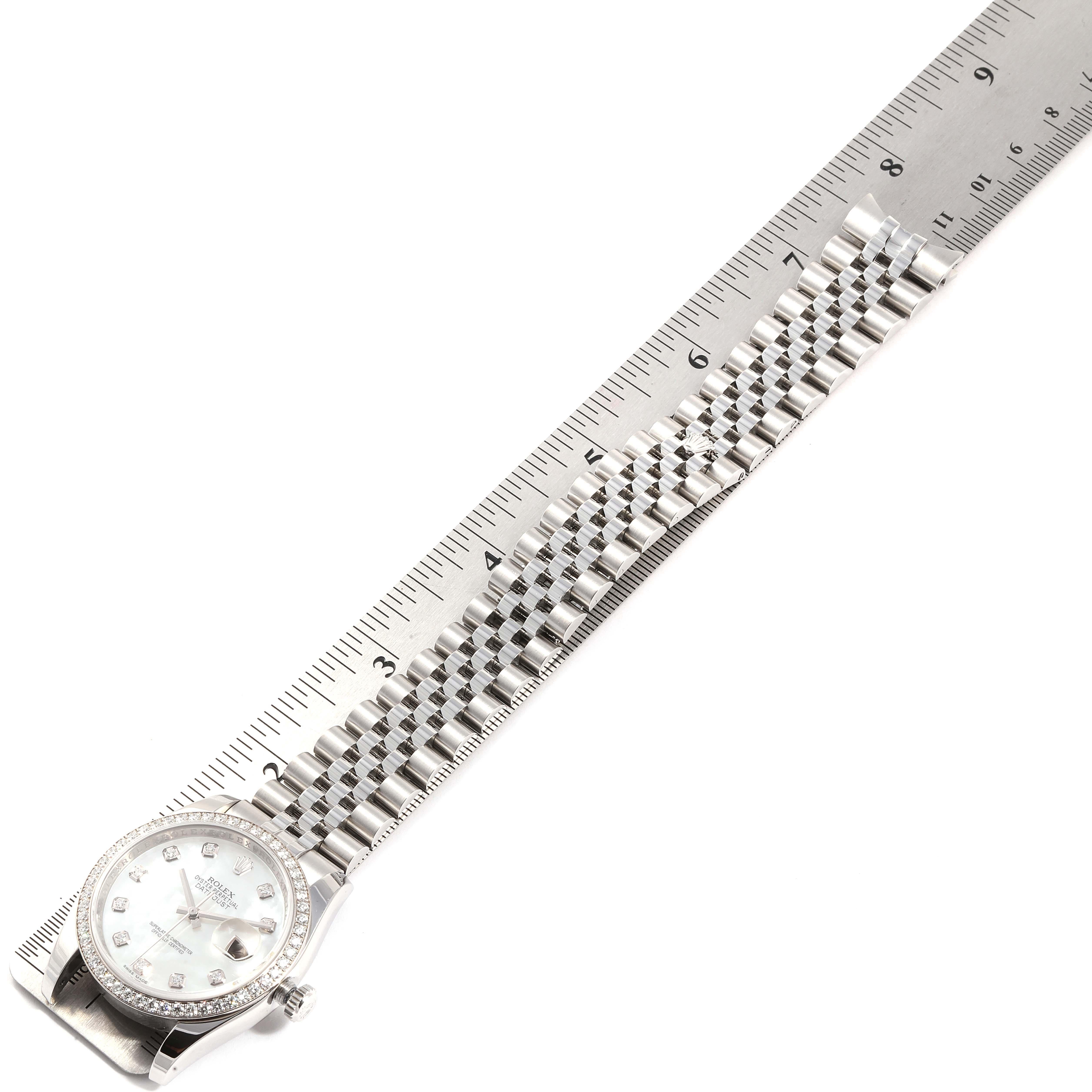 Rolex Datejust Mother of Pearl Diamond Dial Bezel Steel Men’s Watch 116244 For Sale 6