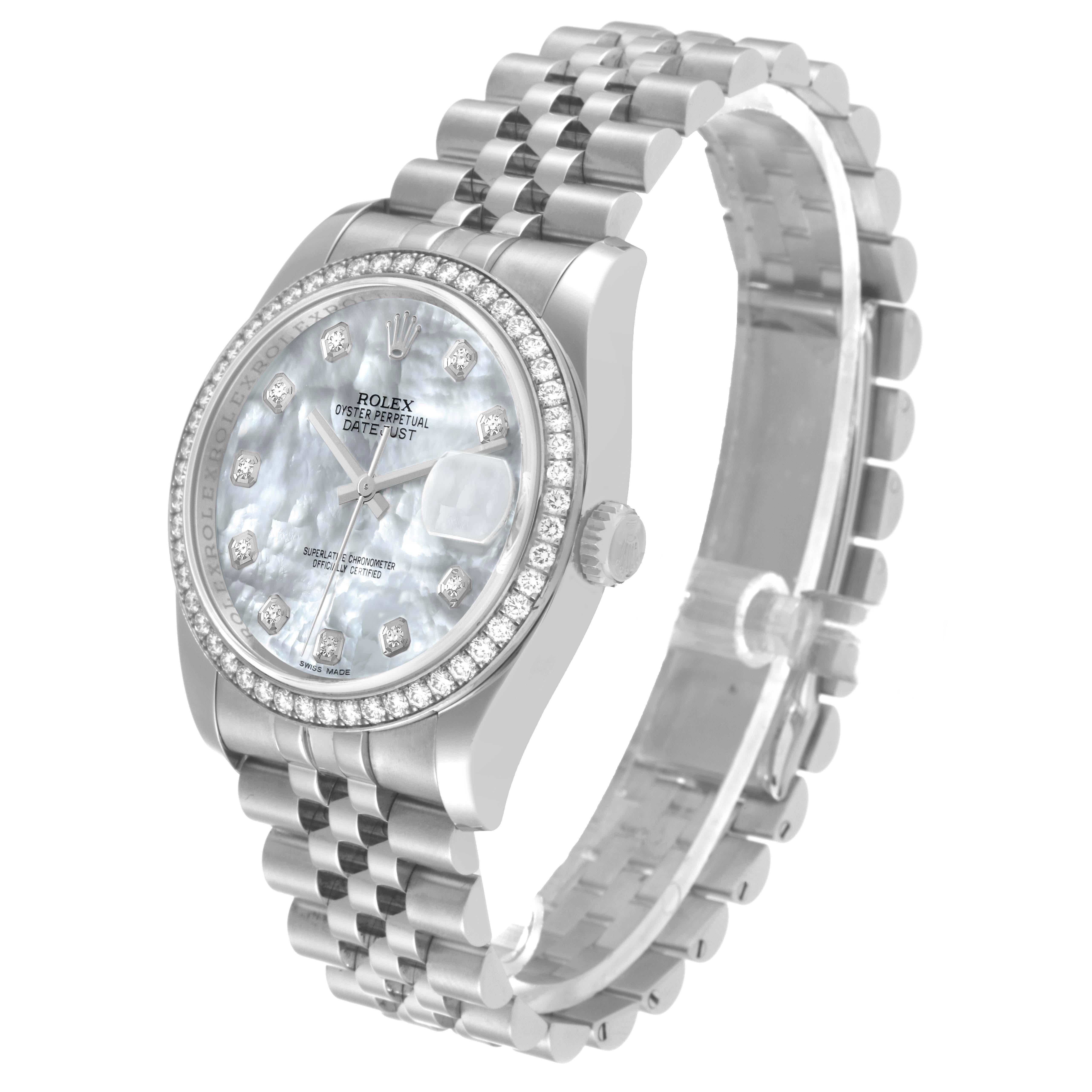 Men's Rolex Datejust MOP Diamond Dial Bezel Steel Mens Watch 116244