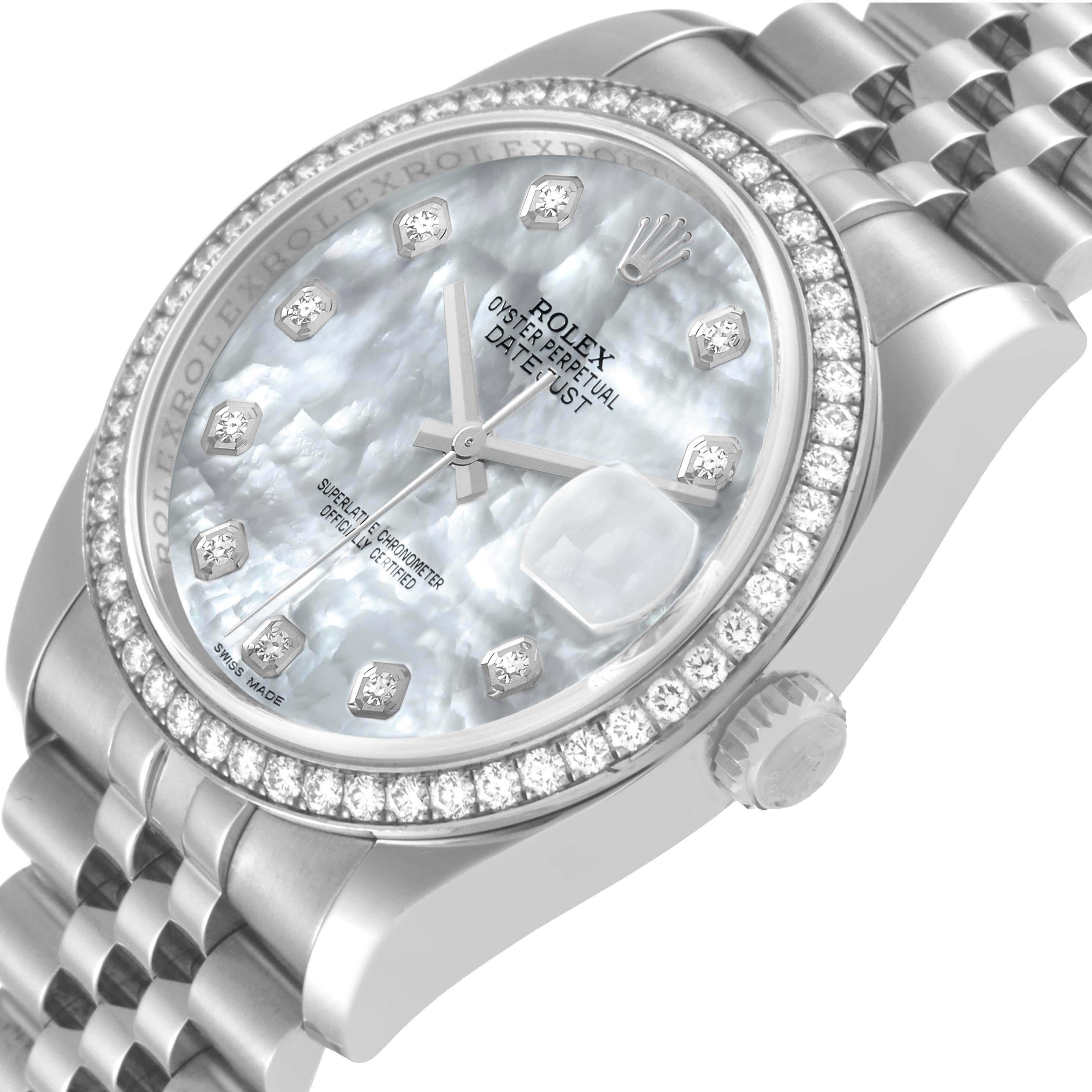 Rolex Datejust MOP Diamond Dial Bezel Steel Mens Watch 116244 1