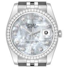 Rolex Datejust MOP Diamond Dial Bezel Steel Mens Watch 116244