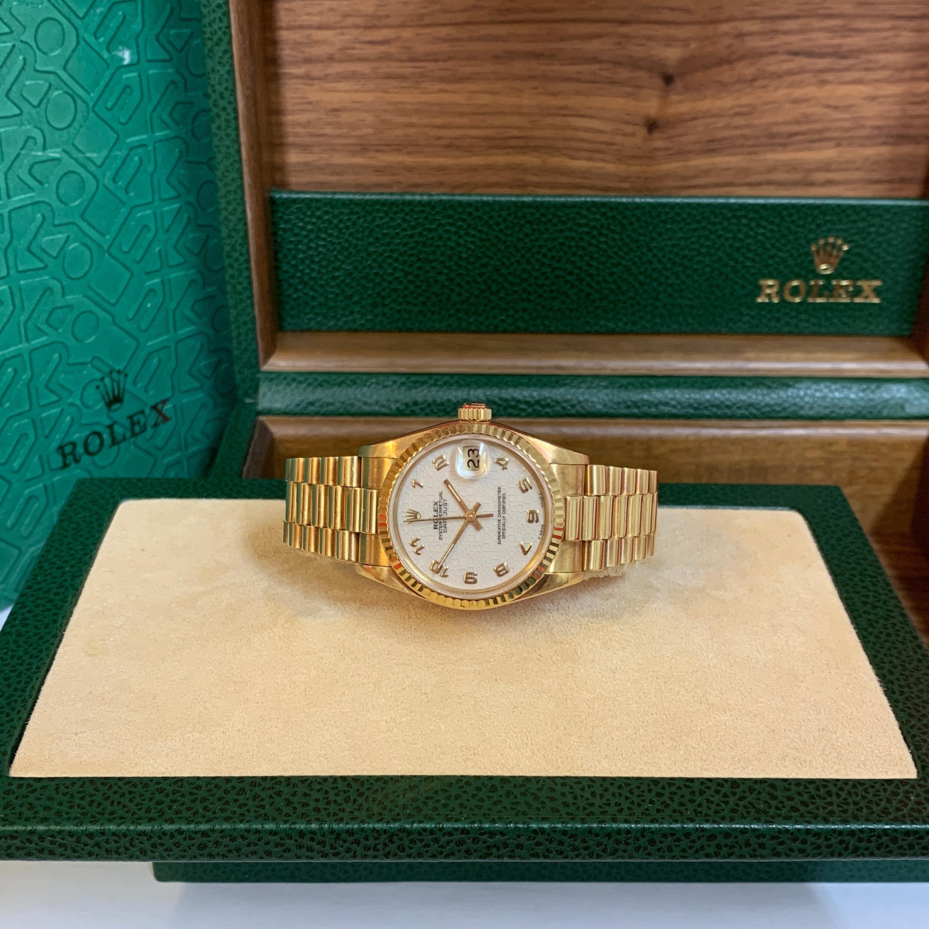 Women's Rolex Datejust, Ref. 68278 Midsize 18 Karat Gold Ladies with Box