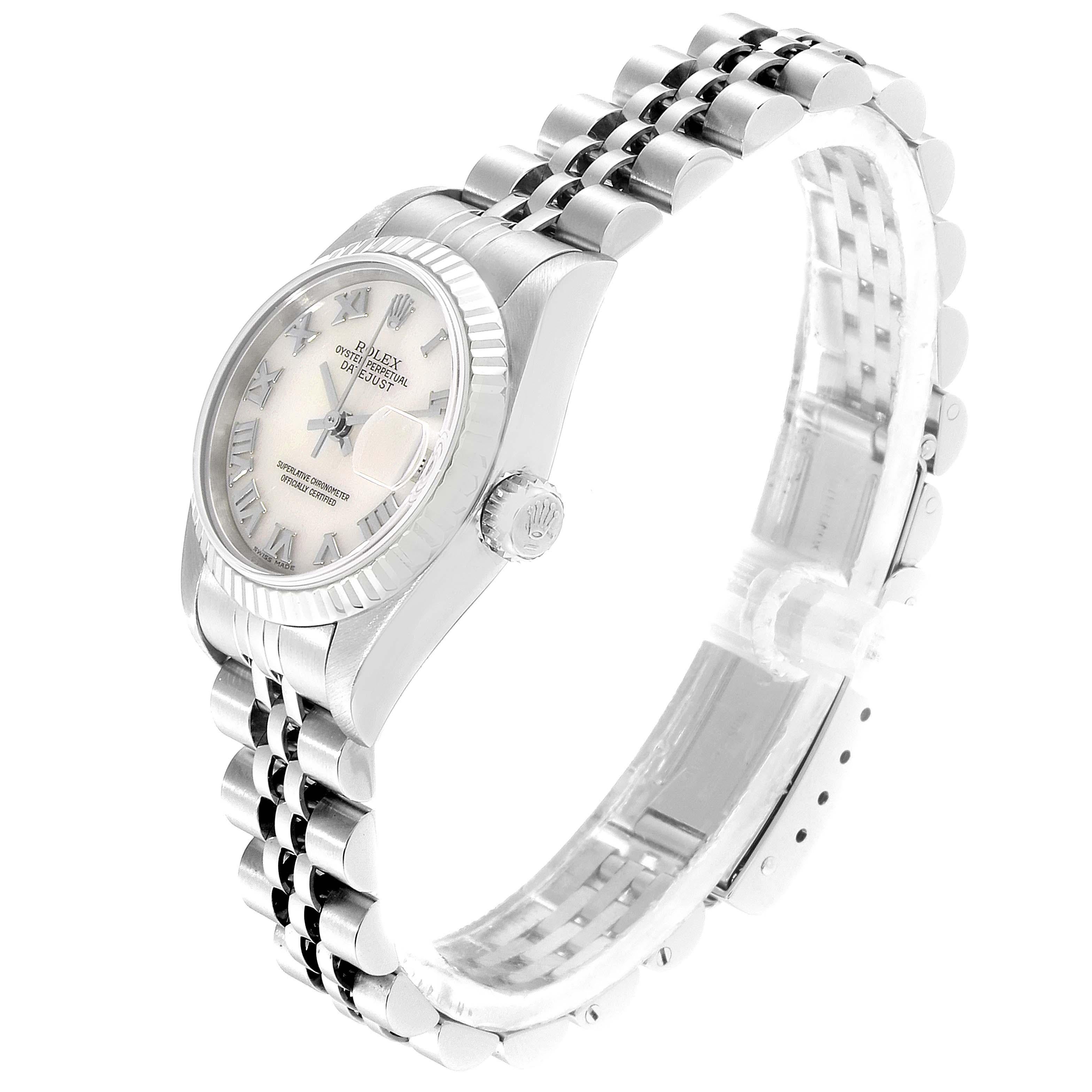 Rolex Datejust Mother of Pearl Dial Steel White Gold Ladies Watch 79174 In Excellent Condition For Sale In Atlanta, GA