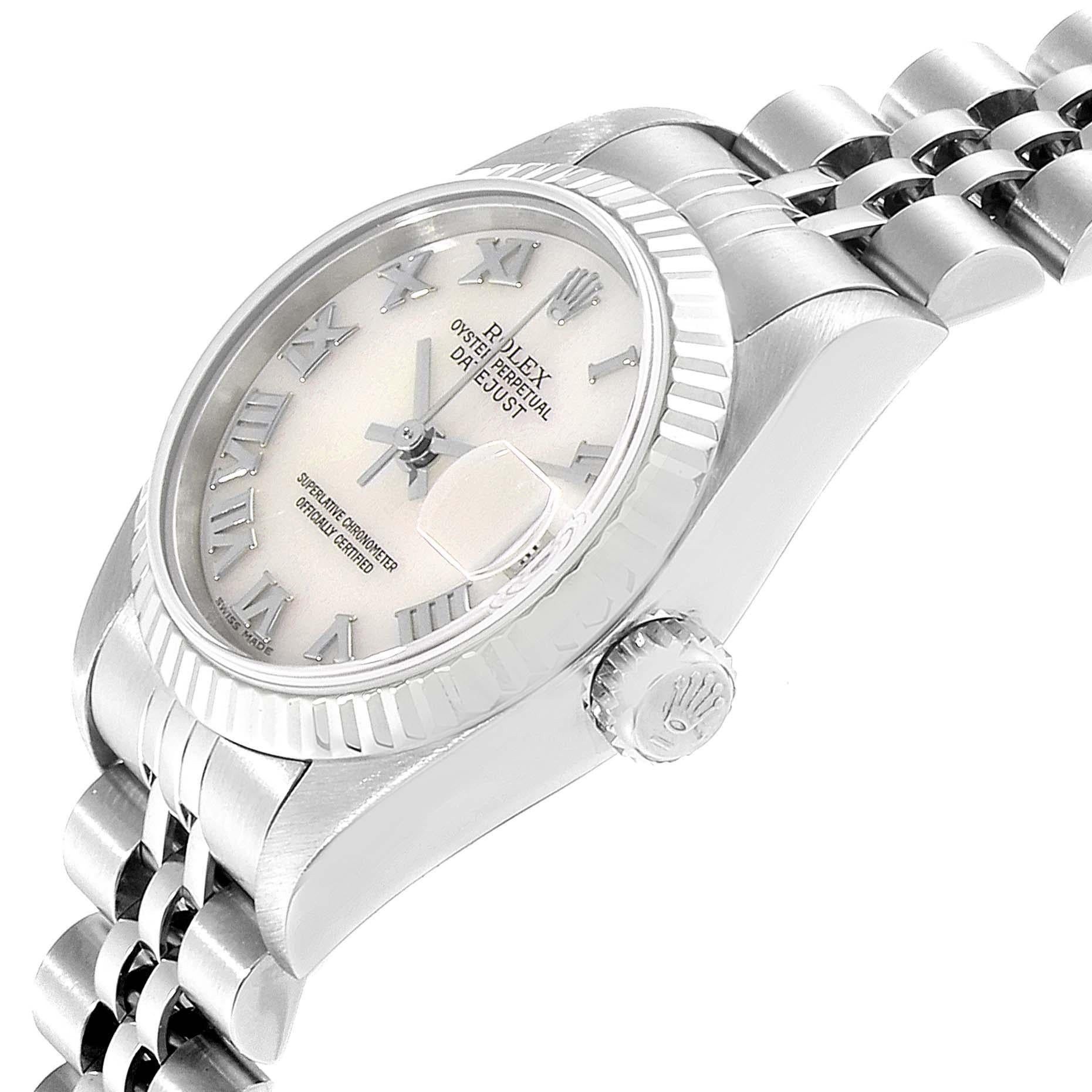 Women's Rolex Datejust Mother of Pearl Dial Steel White Gold Ladies Watch 79174 For Sale