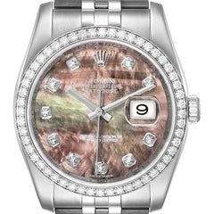 Rolex Datejust Mother of Pearl Diamond Dial Bezel Mens Watch 116244