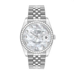Rolex Datejust Mother of Pearl Diamond Dial Bezel Steel Mens Watch 116244