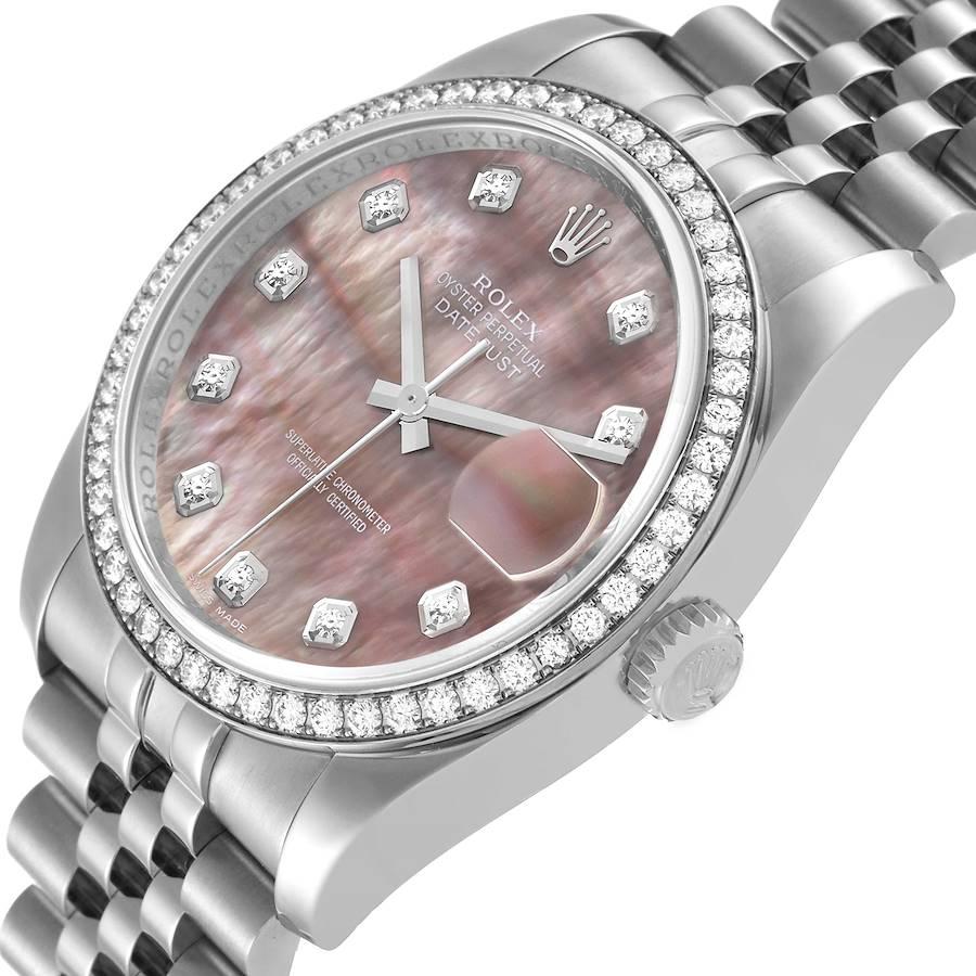 Rolex Datejust Mother of Pearl Diamond Dial Bezel Steel Mens Watch 116244 1