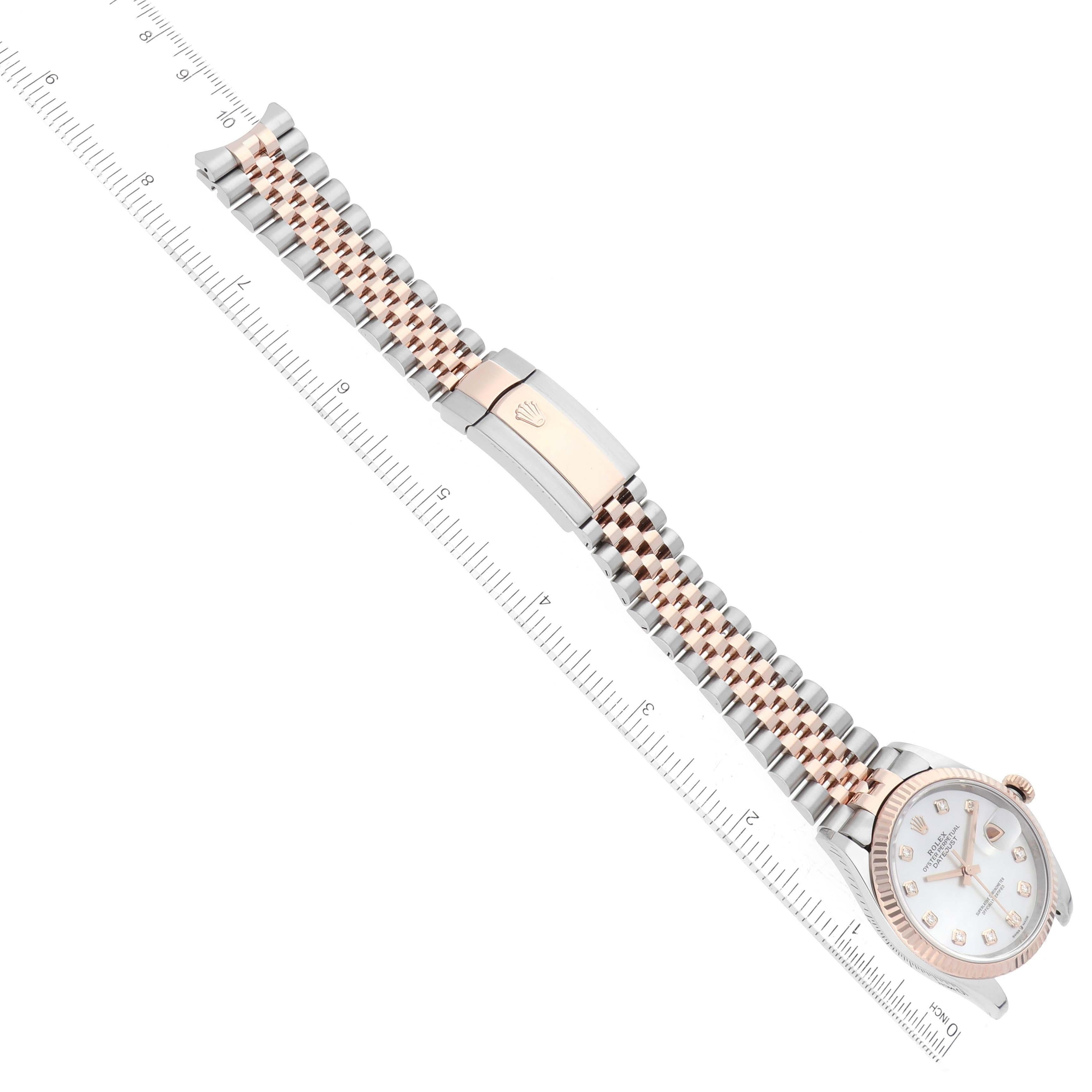 Rolex Datejust Mother of Pearl Diamond Dial Steel Rose Gold Mens Watch 126231 For Sale 6