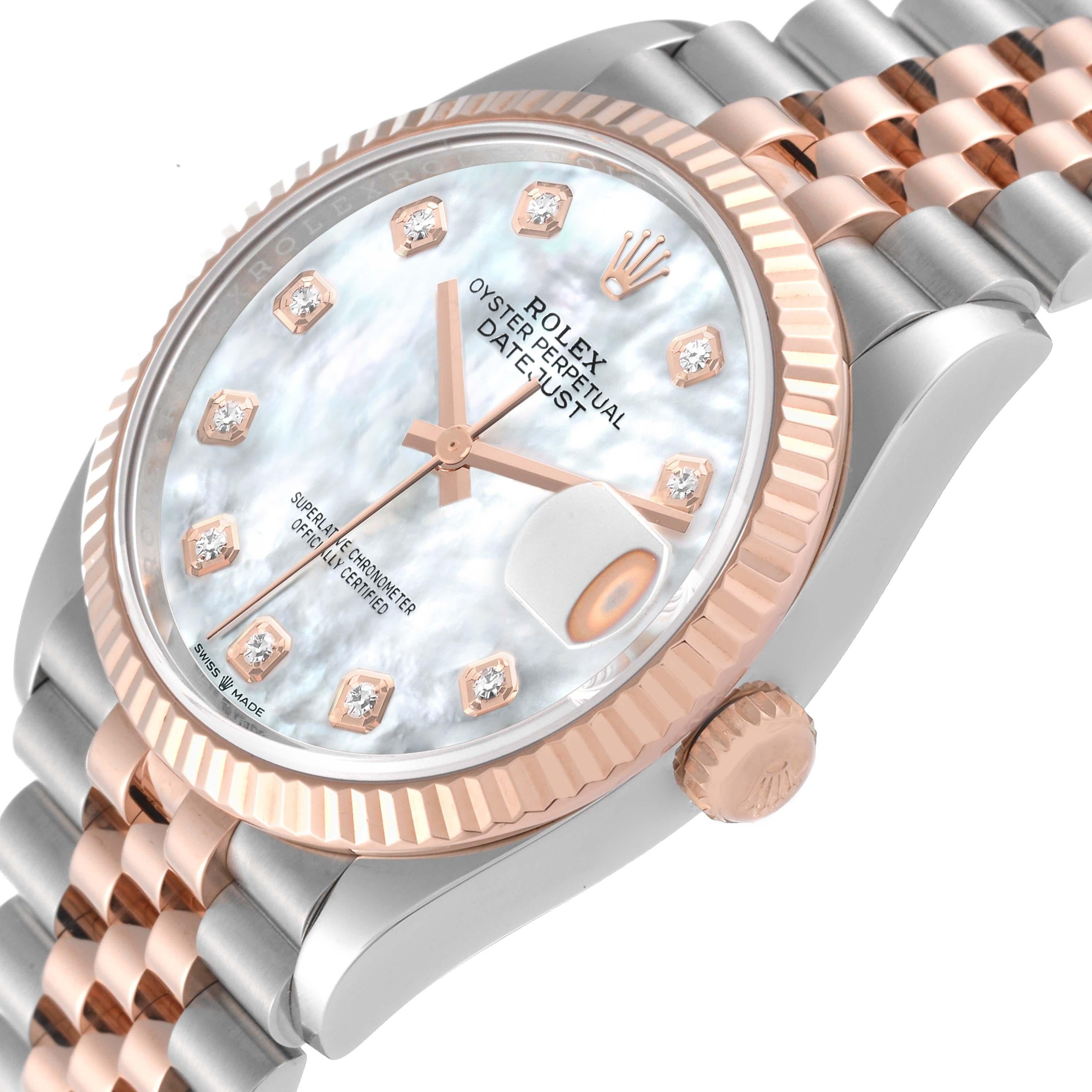 Rolex Datejust Mother of Pearl Diamond Dial Steel Rose Gold Mens Watch 126231 For Sale 1
