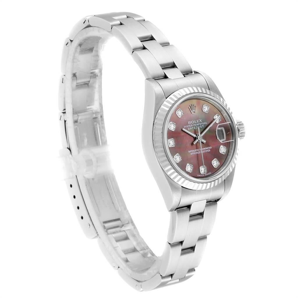 Rolex Datejust Mother of Pearl Diamond Ladies Watch 79174 Box Papers In Good Condition For Sale In Atlanta, GA
