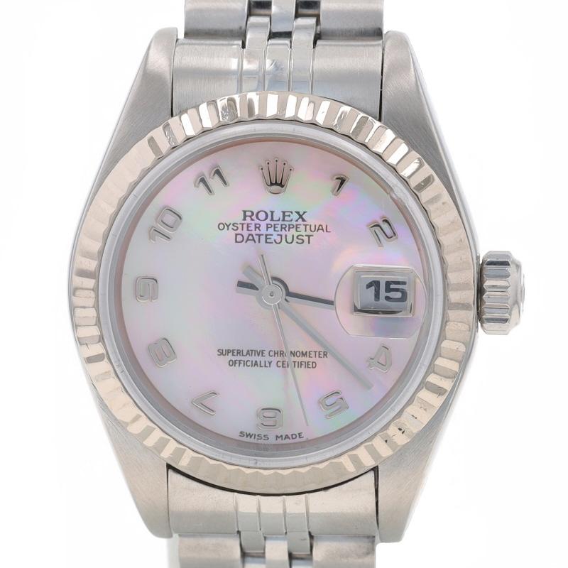 Brand: Rolex
Model: Datejust
Model Number: 79174
Movement: Automatic
Warranty: One Year
Year: 1999
Movement Maker: Swiss
Dial Color: Mother of Pearl

Metal Content: Stainless Steel

Stone Information
Natural Mother of Pearl
Stone Note: