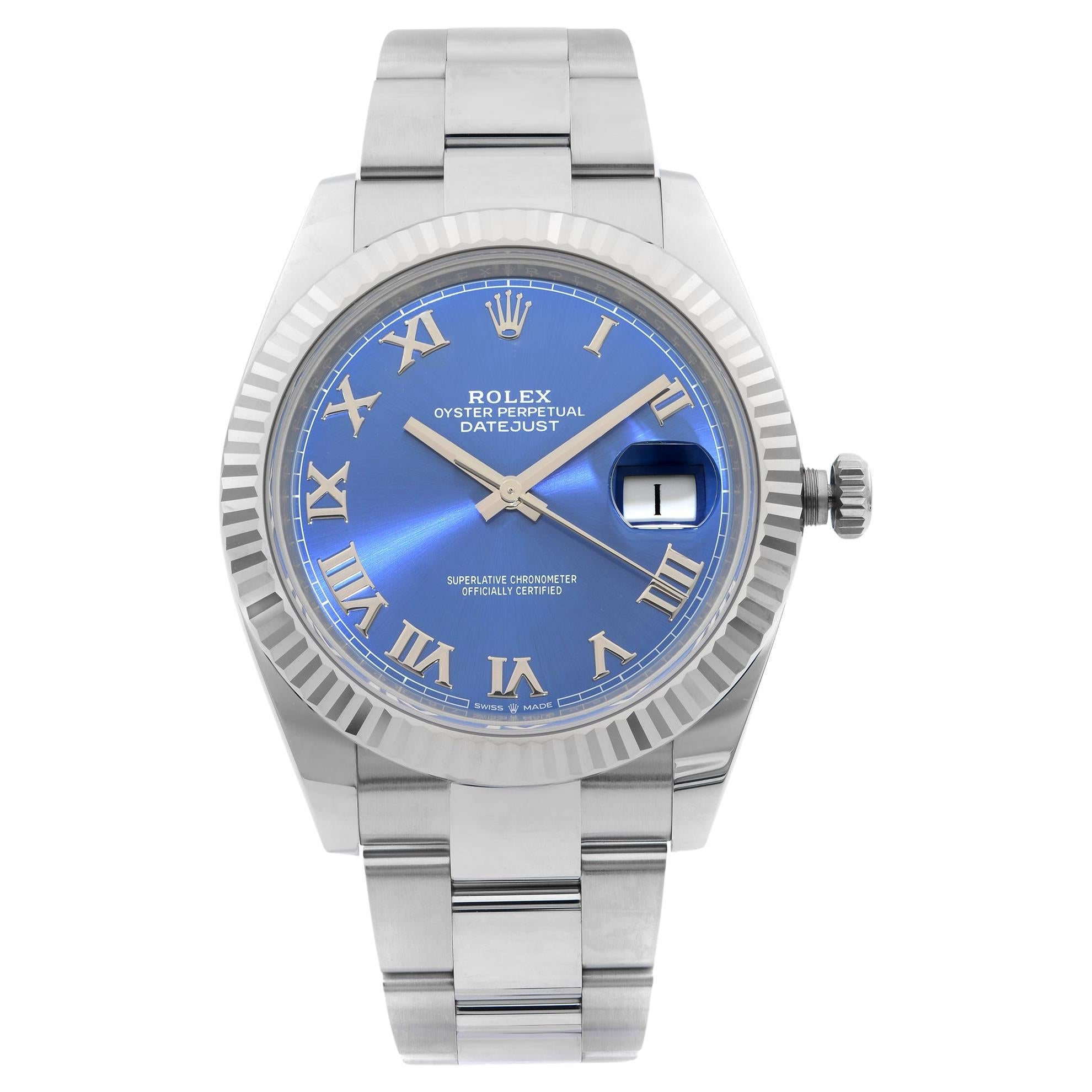 Rolex Datejust Oyster Band Steel 18K Gold Bezel Blue Dial Watch 126334 Unworn For Sale