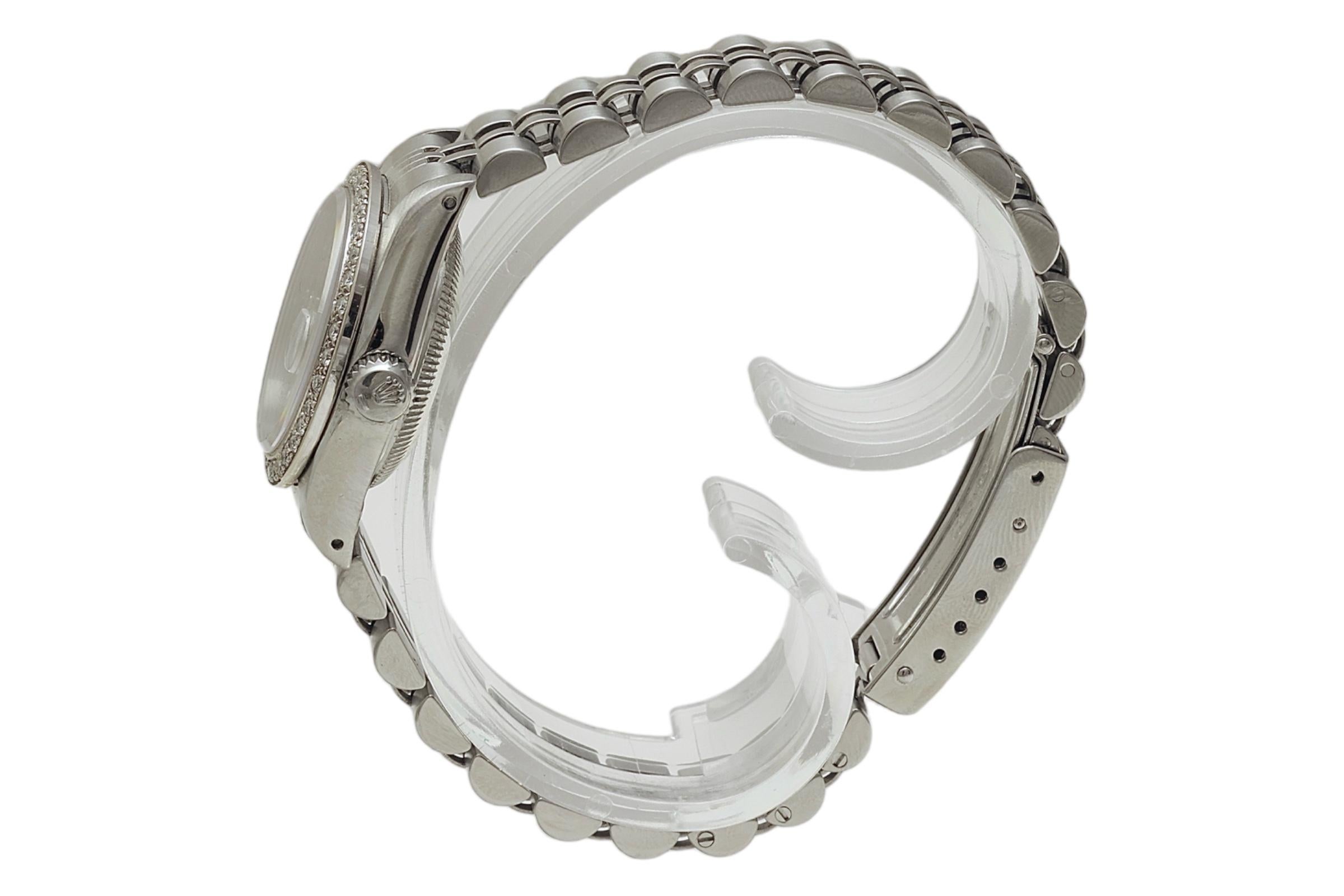 Women's or Men's Rolex Datejust Oyster Perpetual Stainless Steel Diamond Set, Automatic For Sale