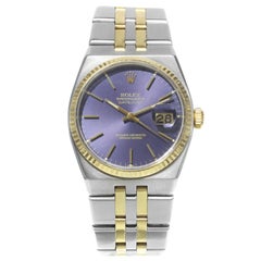 Used Rolex Datejust Oysterquartz 17013 18 Karat Yellow Gold Steel Quartz Men's Watch