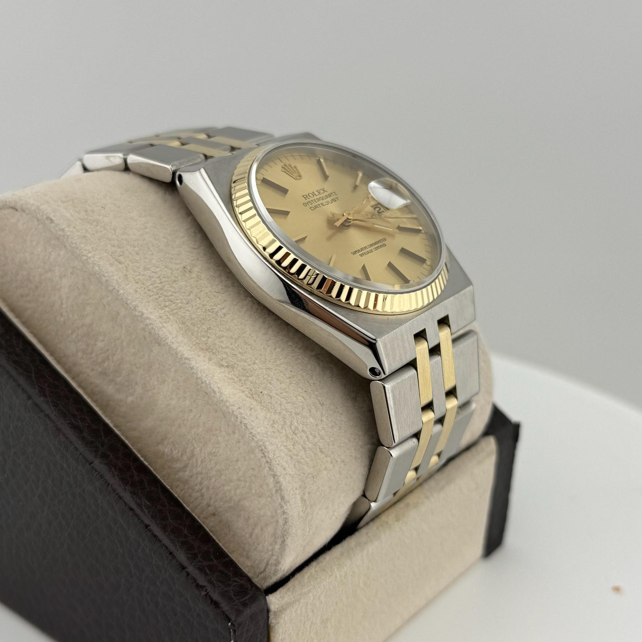 Rolex Datejust Oysterquartz 17013 36mm Quadrante Champagne Acciaio Oro Giallo 18K In condizioni ottime in vendita a San Diego, CA