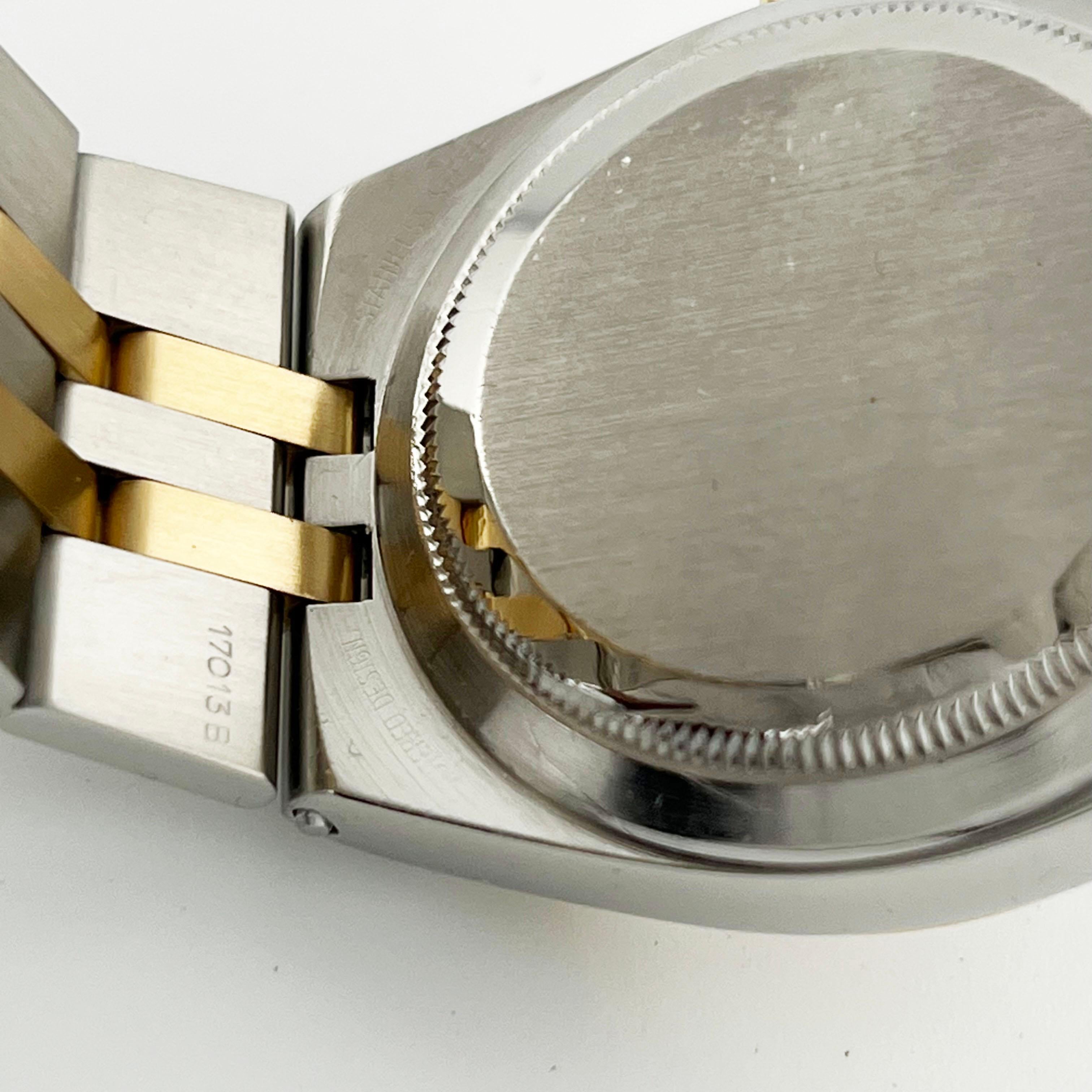 De los hombres Rolex Datejust Oysterquartz 17013 Esfera plateada Oro amarillo de 18 quilates Caja de acero Papel