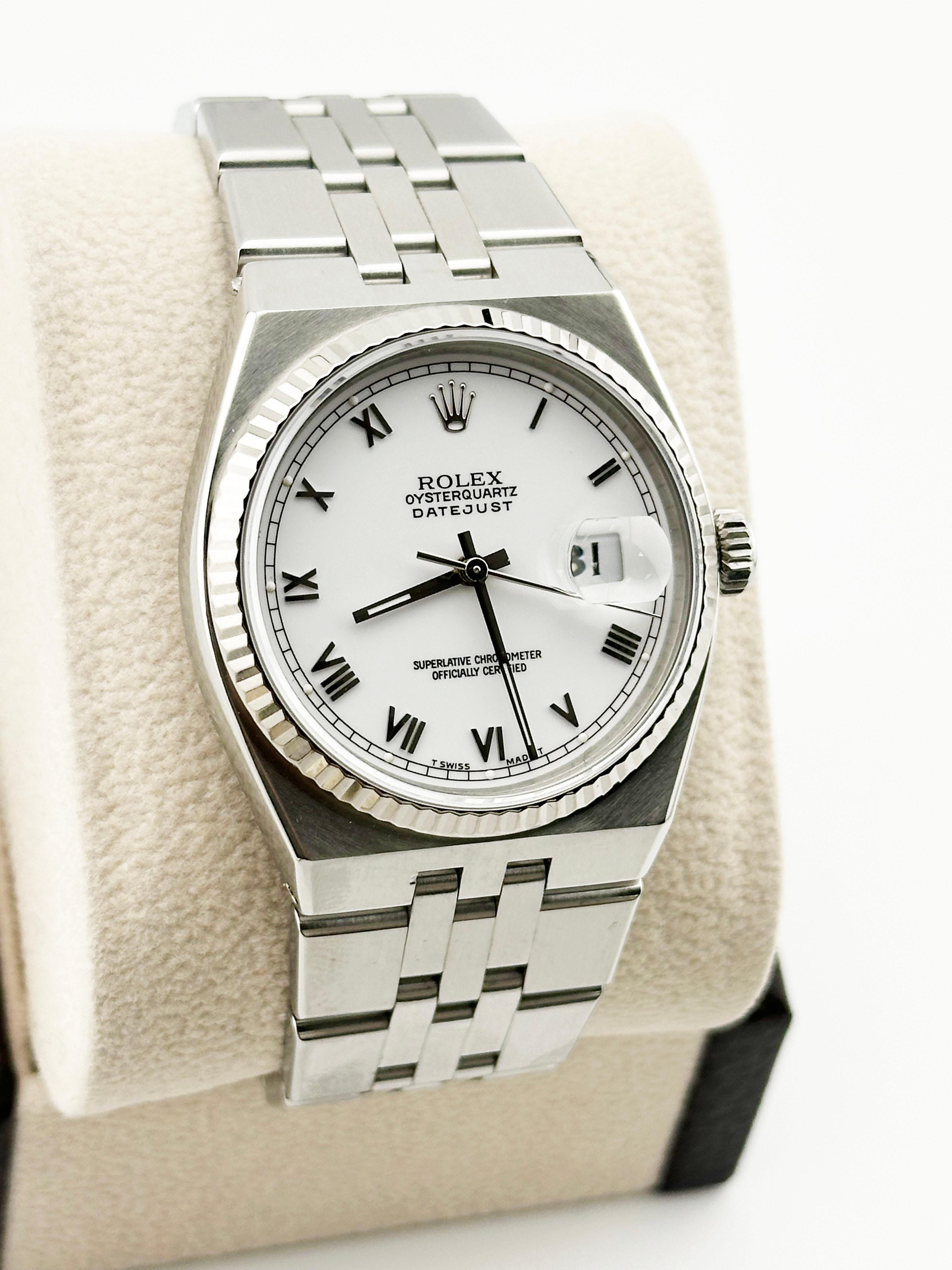 Rolex Datejust Oysterquartz 17014 White Dial Stainless Steel Box Paper 36mm 2