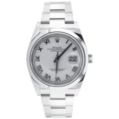 Rolex Datejust Oystersteel White Roman Dial WristWatch Ref 16200