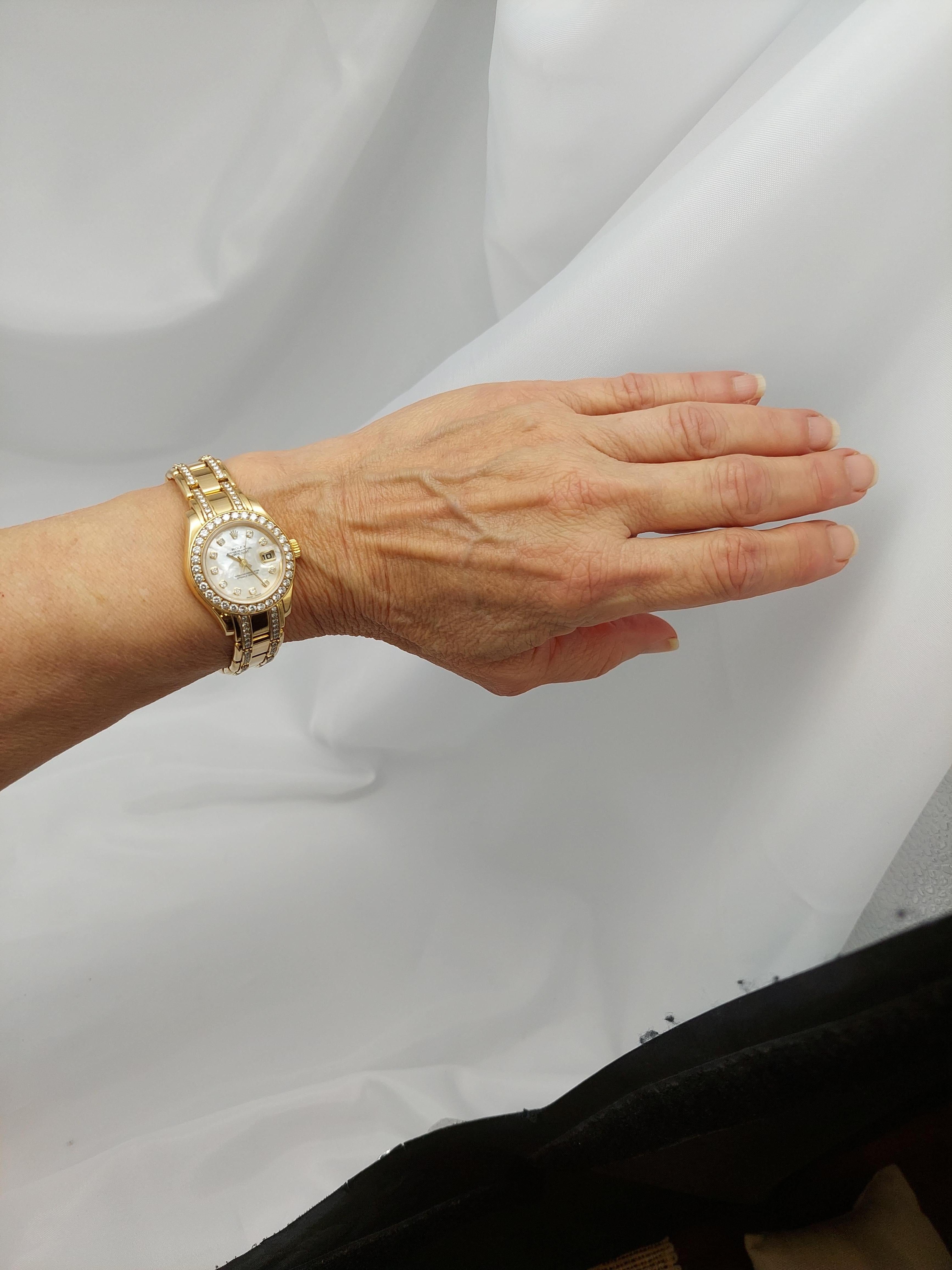 Rolex Datejust Pearlmaster 18KT Diamante MOP Orologio da donna in vendita 3