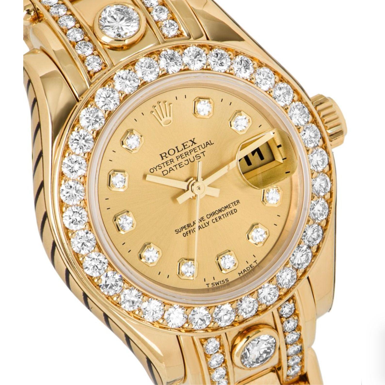 Rolex Date Just Pearlmaster Diamant Sat 69298 (Rundschliff) im Angebot
