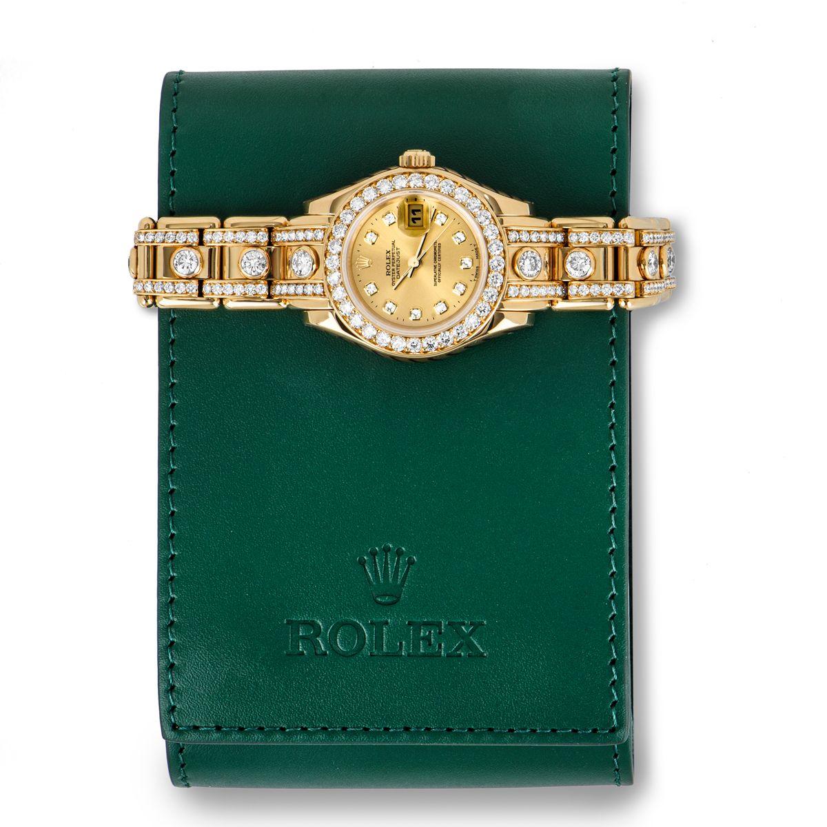 Round Cut Rolex DateJust Pearlmaster Diamond Sat 69298 For Sale