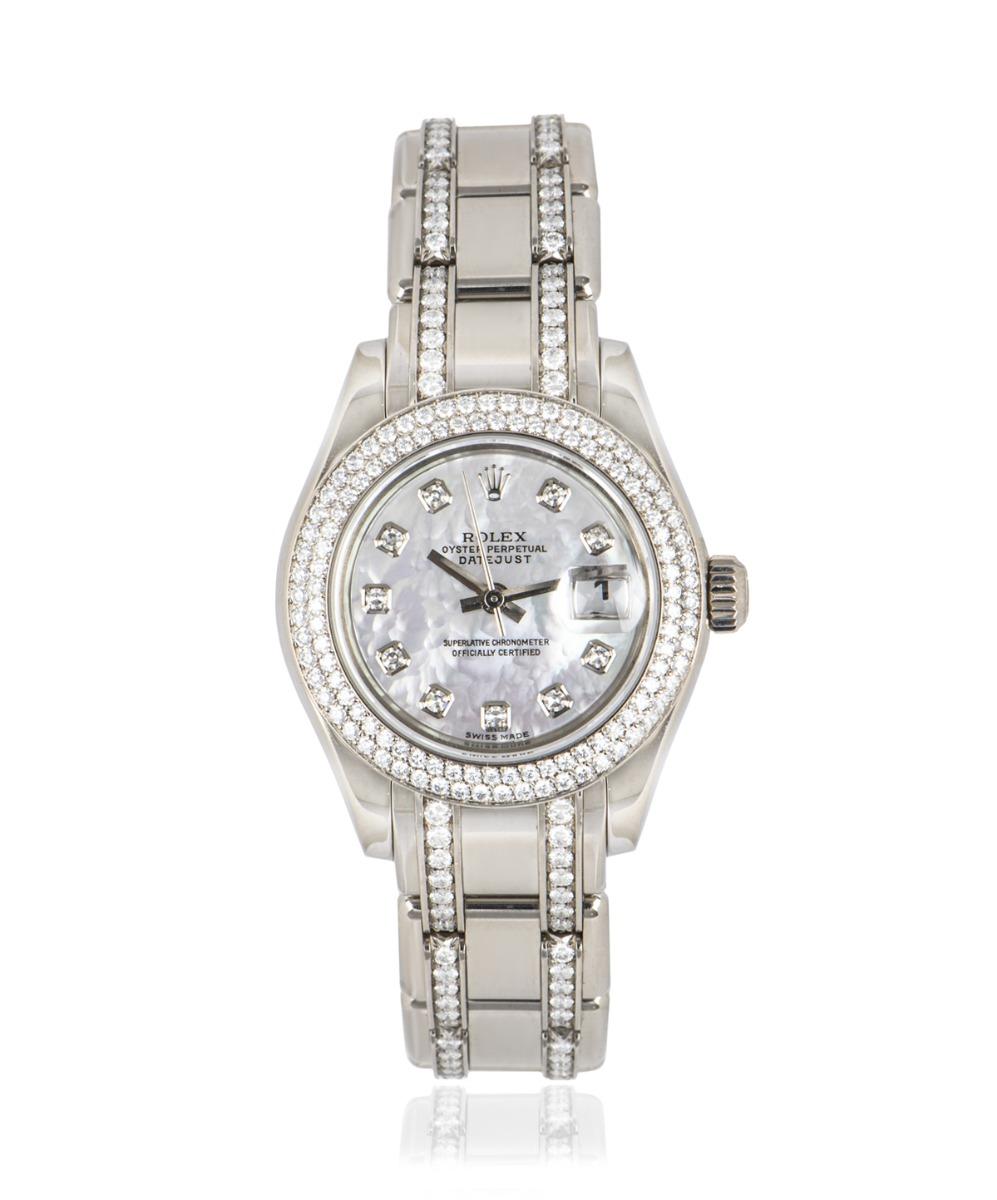 Women's Rolex Datejust Pearlmaster Diamond Set White Gold 80339