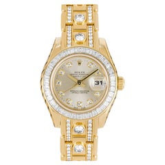 Rolex Montre Datejust Pearlmaster pour femmes avec cadran en argent et or 18 carats serti de diamants 80308BR