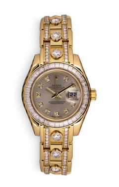 Rolex Datejust Pearlmaster Ladies 18 Karat Silver Dial Diamond Set 80308BR