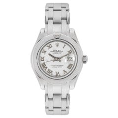 Rolex Datejust Pearlmaster Ladies White Gold White Dial Diamond 80329