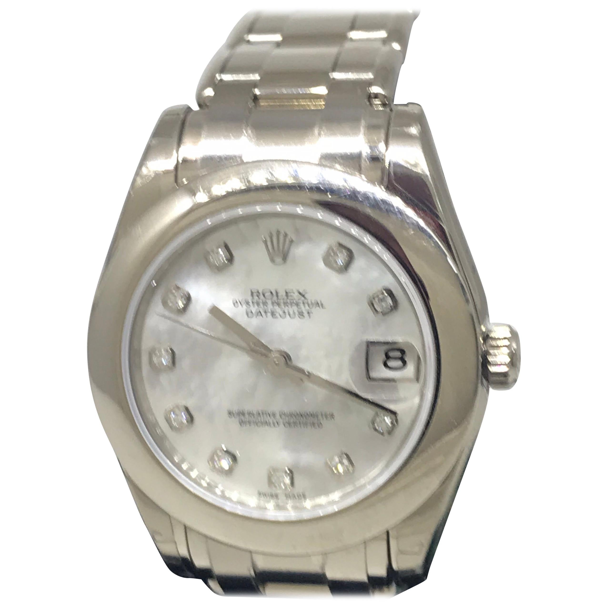 Rolex Datejust Pearlmaster White Gold Diamond Dial Automatic Ladies Watch 81209 For Sale
