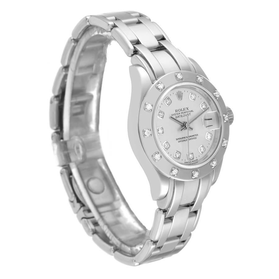 Rolex Datejust Pearlmaster White Gold Diamond Ladies Watch 80319 In Excellent Condition In Atlanta, GA