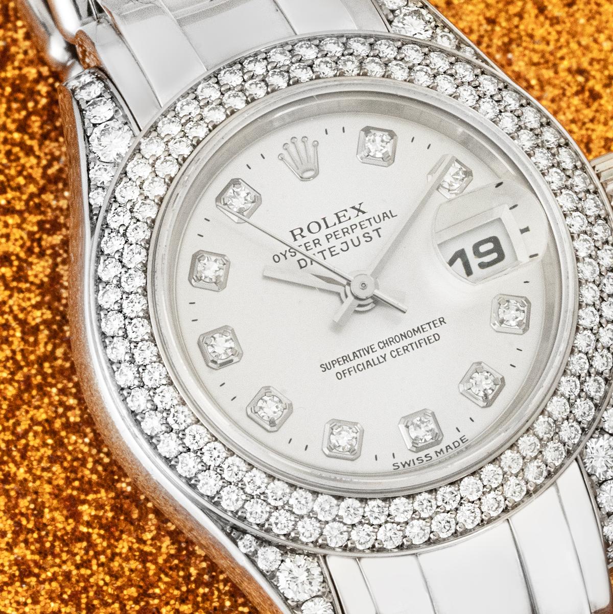 Rolex Datejust Pearlmaster Weißgold Diamant Set 29mm 80359 im Angebot 4