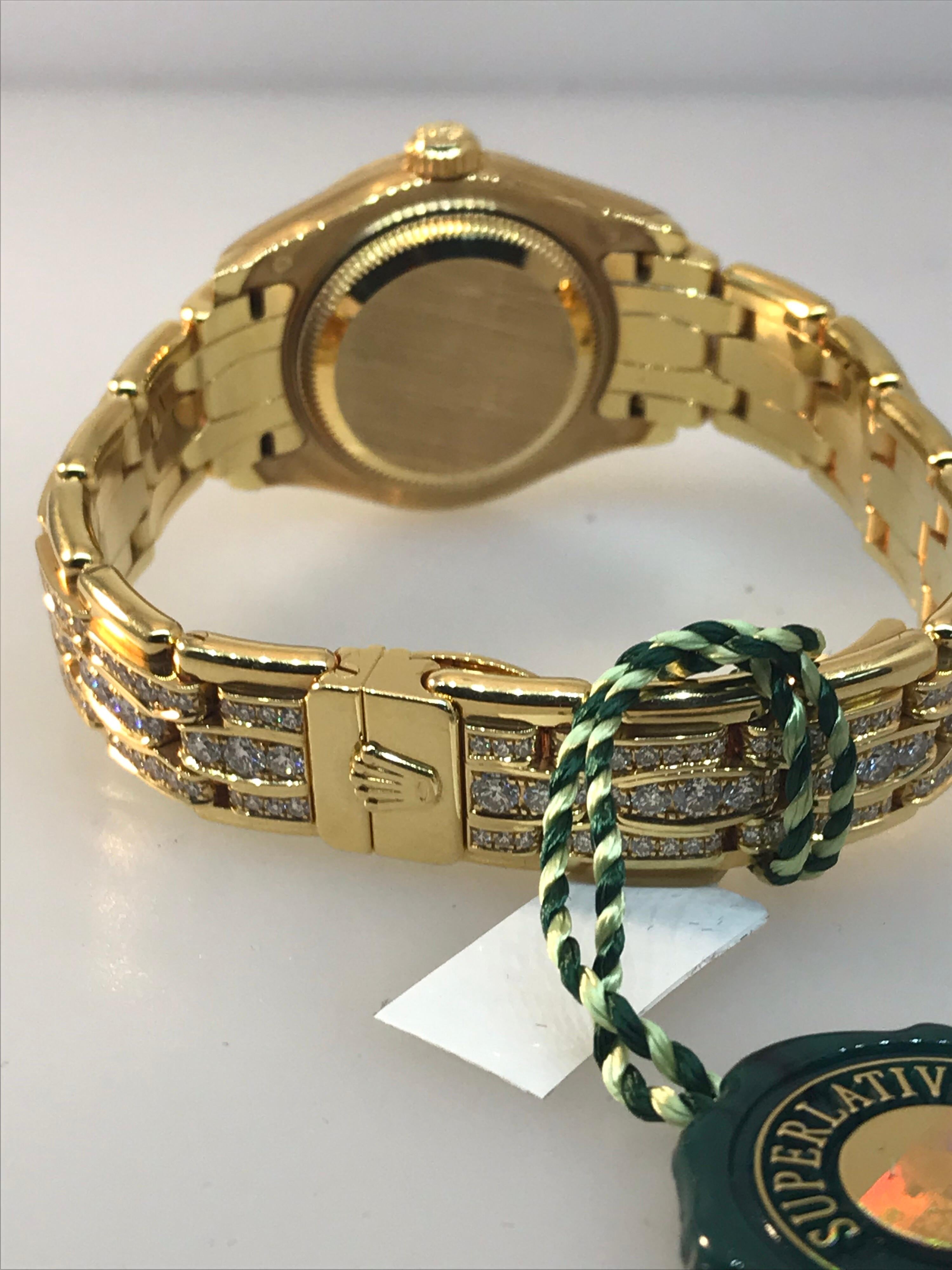 Rolex Datejust Pearlmaster Yellow Gold Diamond Set Bracelet Lady Watch 80298 New For Sale 5