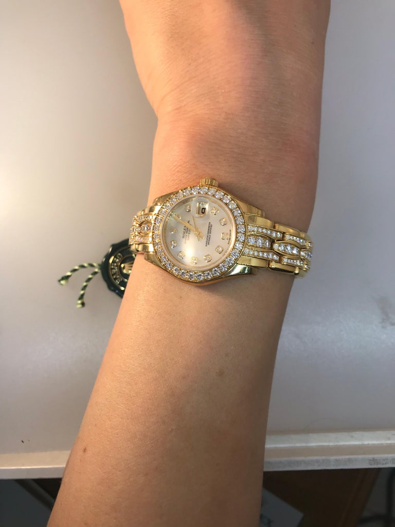 Rolex Datejust Pearlmaster Yellow Gold Diamond Set Bracelet Lady Watch ...