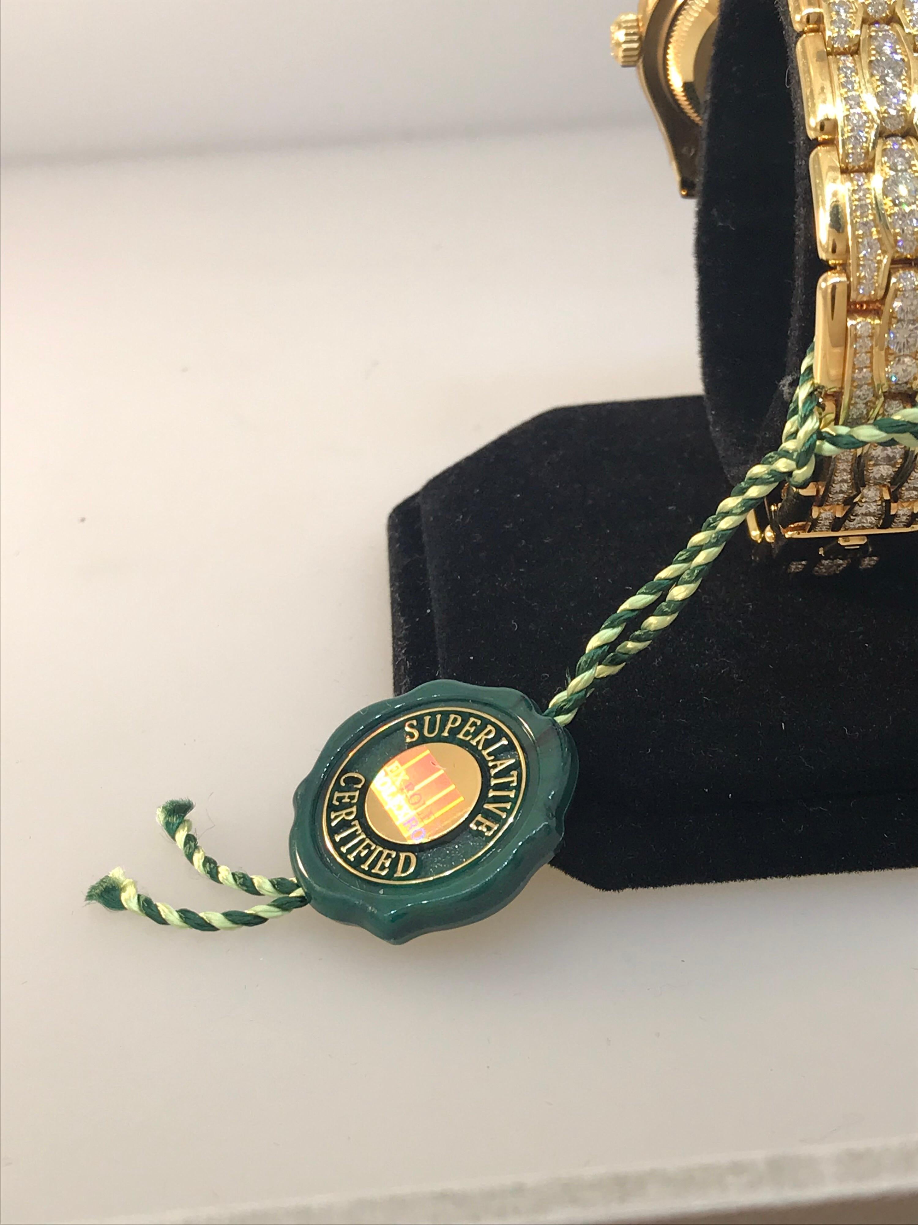 Rolex Datejust Pearlmaster Yellow Gold Diamond Set Bracelet Lady Watch 80298 New In Excellent Condition For Sale In New York, NY