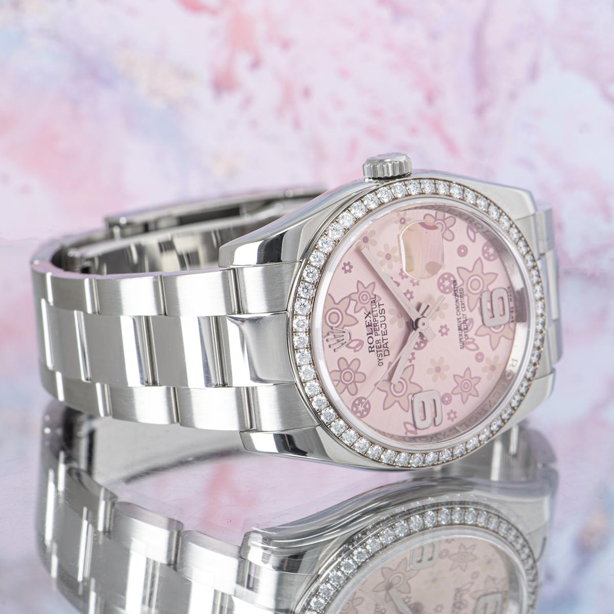 Women's Rolex DateJust Pink Floral Dial 116244 Watch For Sale