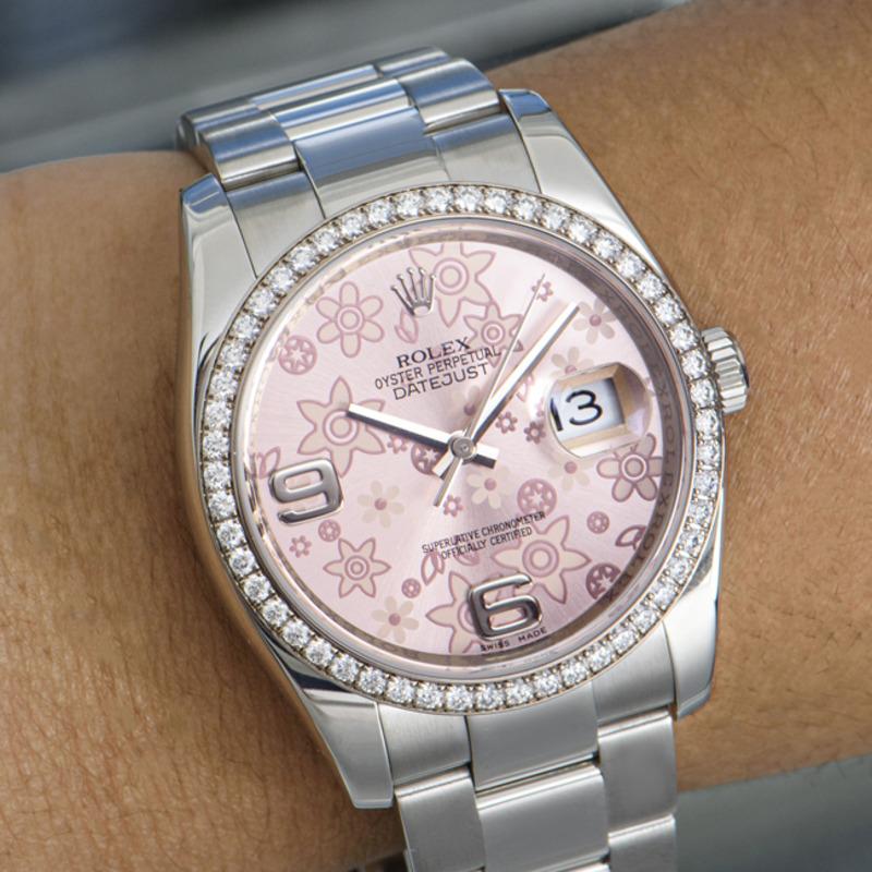 Rolex DateJust Pink Floral Dial 116244 Watch For Sale 1