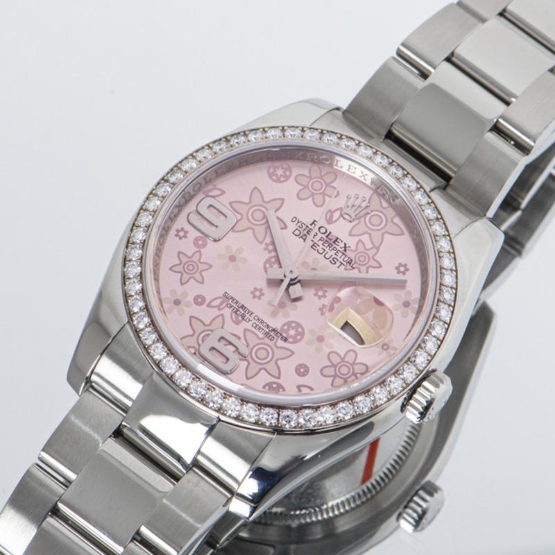 Rolex DateJust Pink Floral Dial 116244 Watch For Sale 2