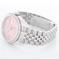 Rolex Datejust Pink Flower Arabic Diamond Bezel Ladies Steel Watch 116244