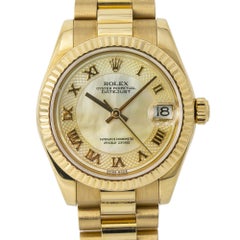 Rolex Datejust President 178278 Automatic Watch 18K Gold MOP Dial W/Papers