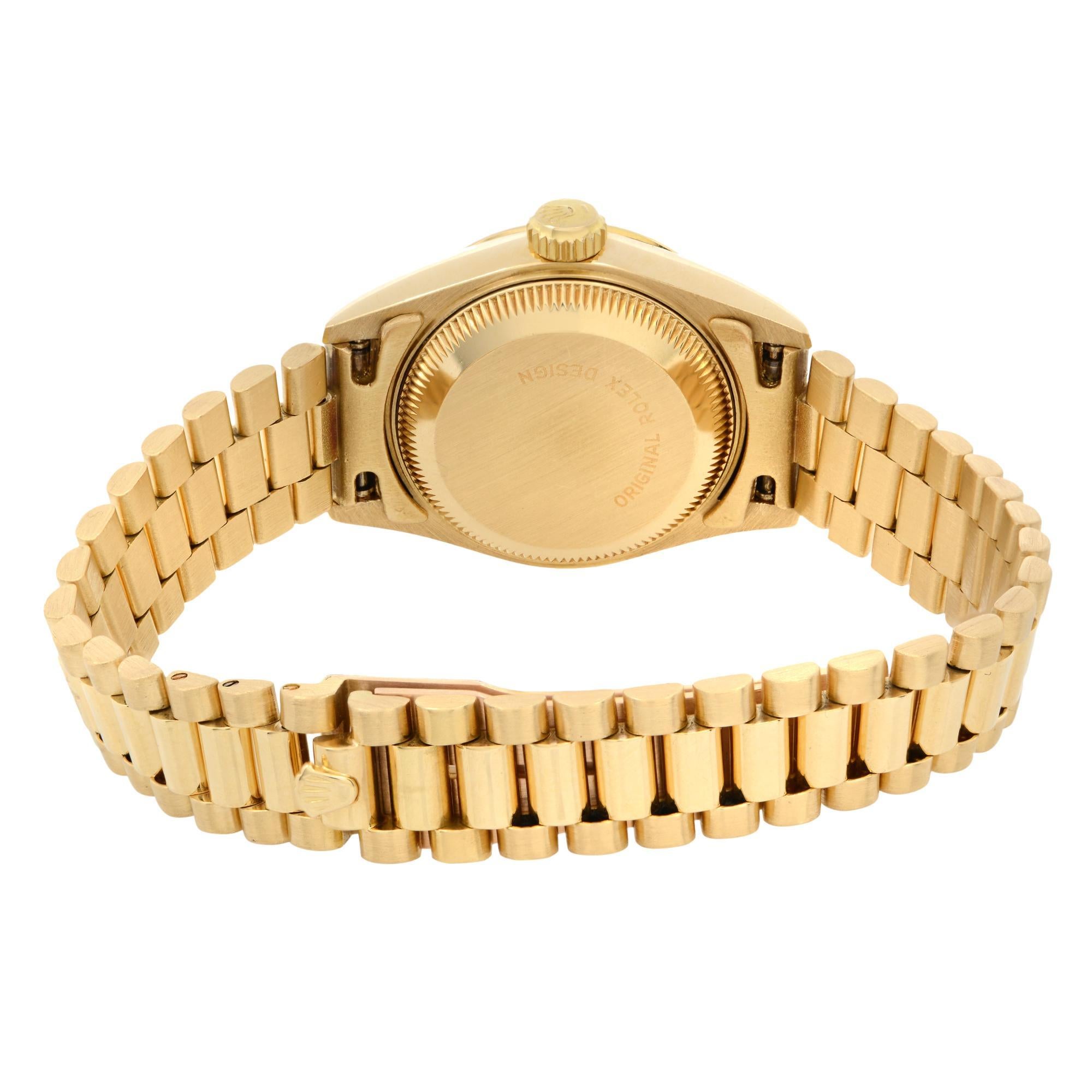 Rolex Datejust President 18K Gold Champagne Diamond Dial Ladies Watch 69258 1