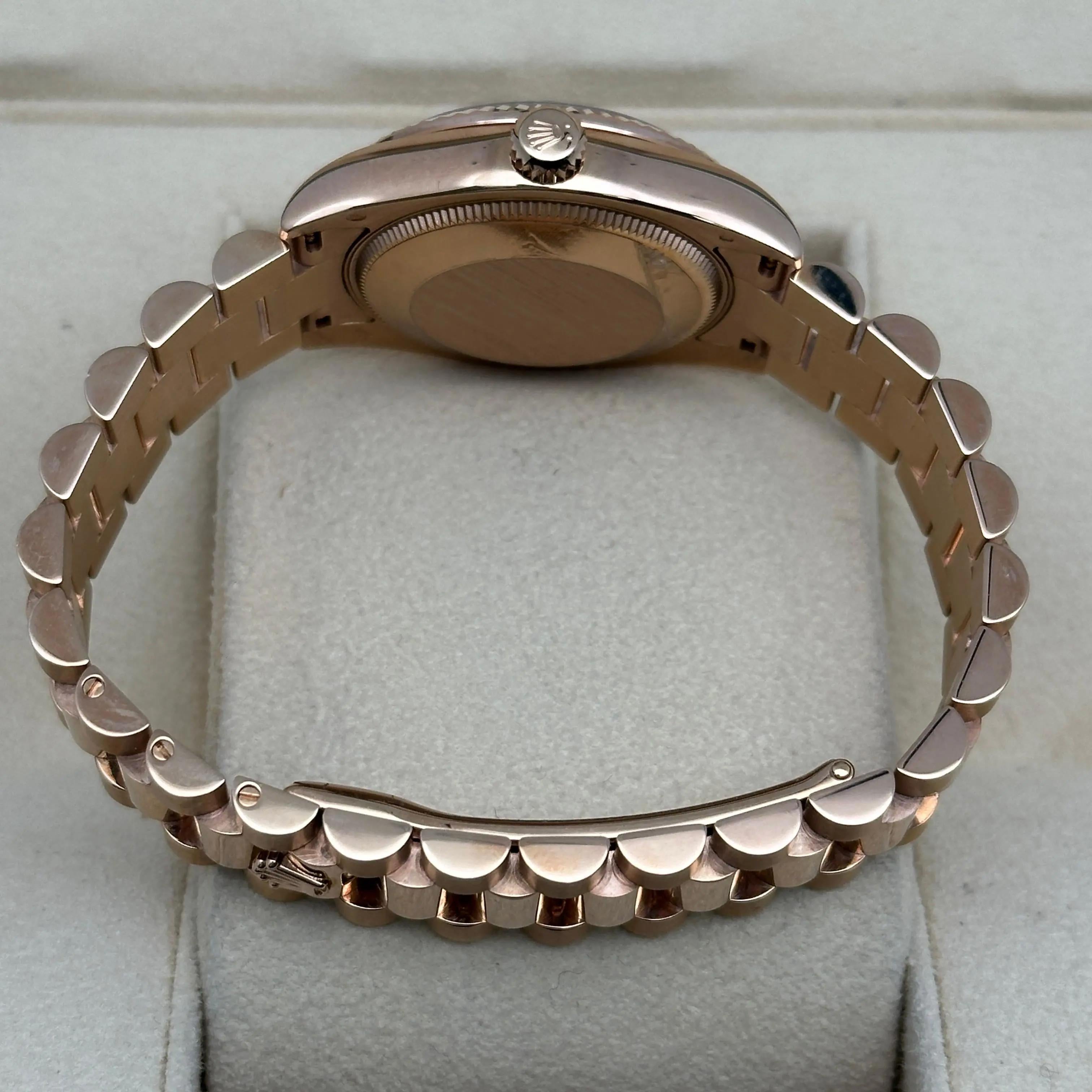 Rolex Datejust President 31 Orologio da donna con quadrante nero in oro rosa 18 carati 178275 in vendita 2