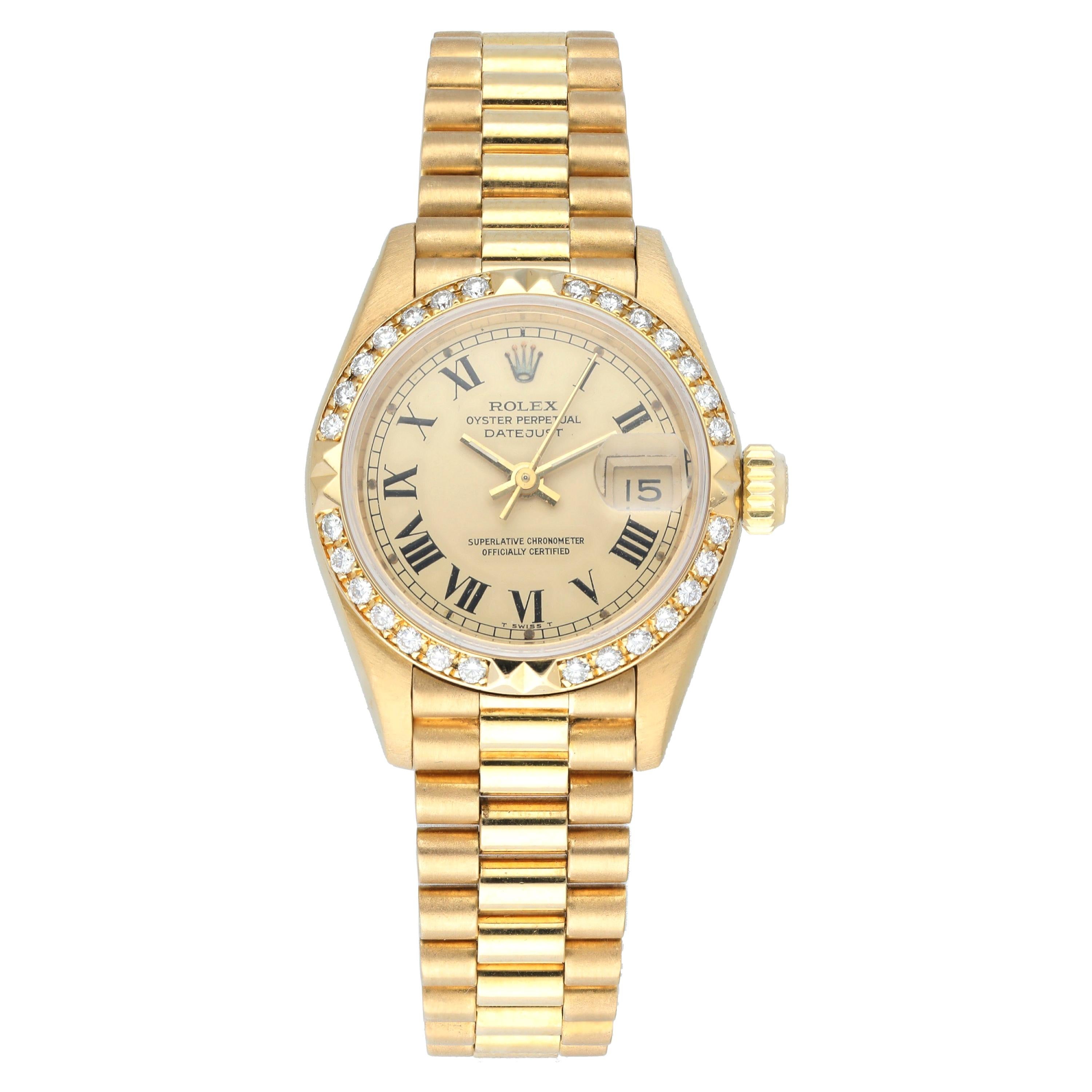 Rolex Datejust President 69268 Diamond Ladies Watch For Sale