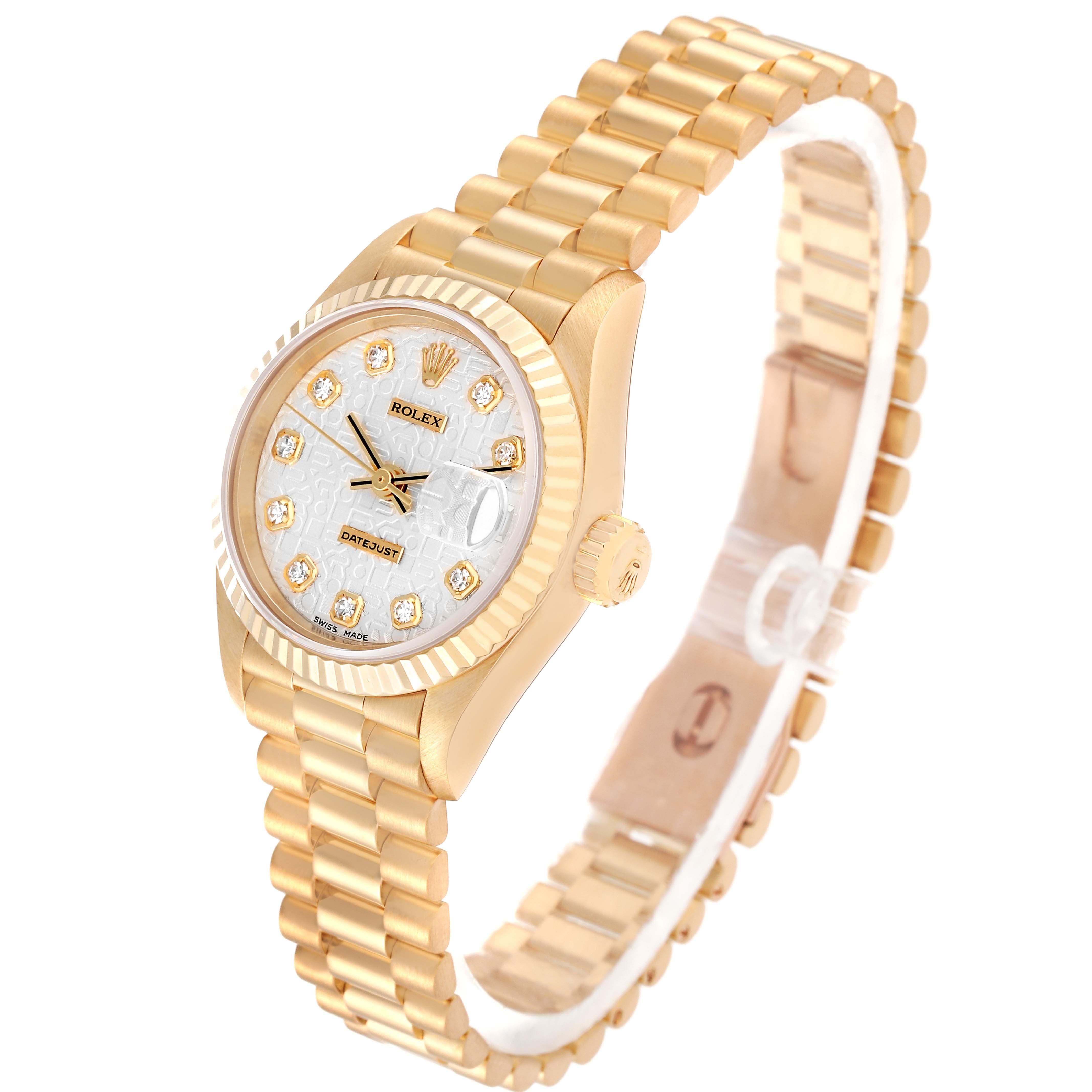 Rolex Datejust President Anniversary Diamond Dial Yellow Gold Ladies Watch 69178 6