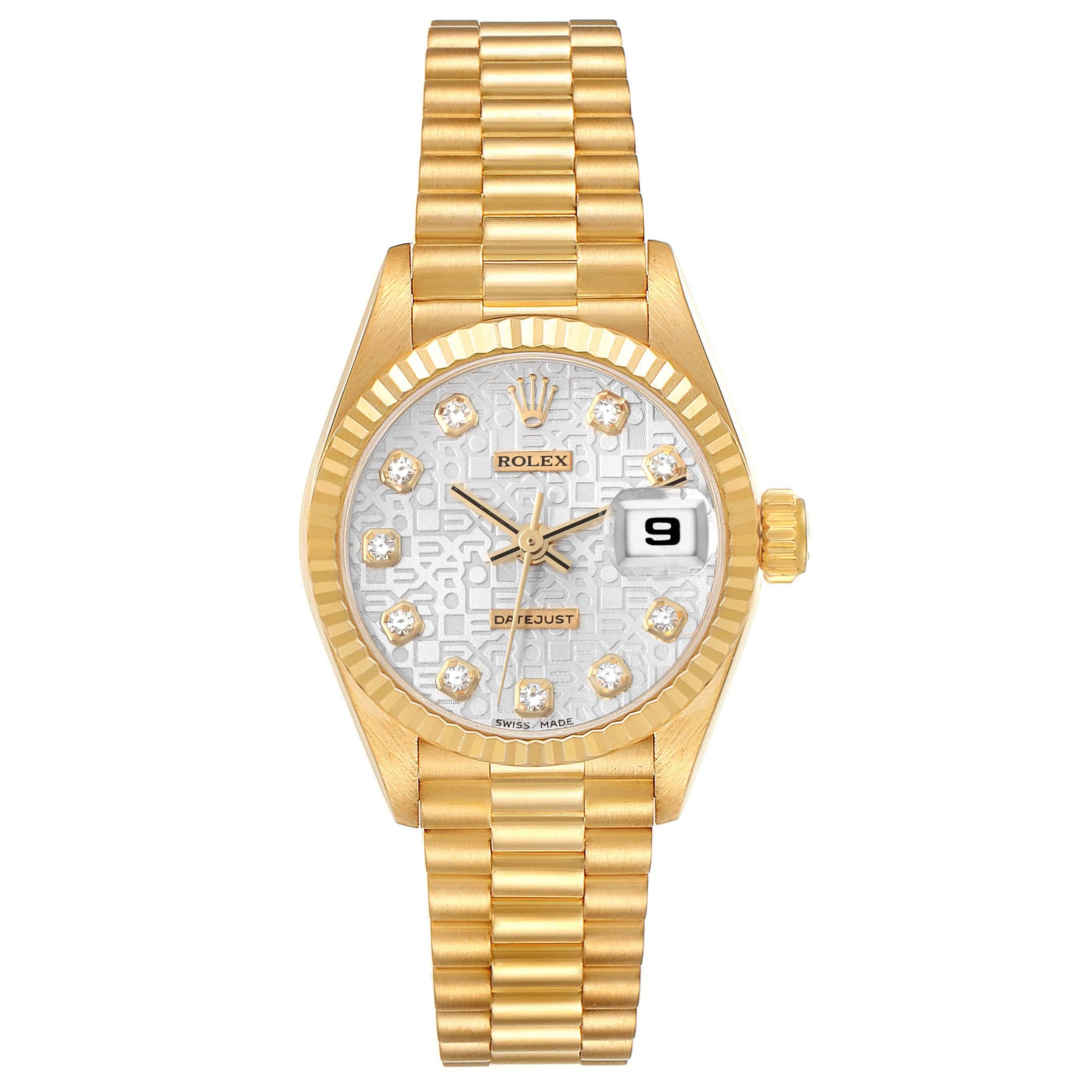 Rolex Datejust President Anniversary Diamond Dial Yellow Gold Ladies Watch 69178 1