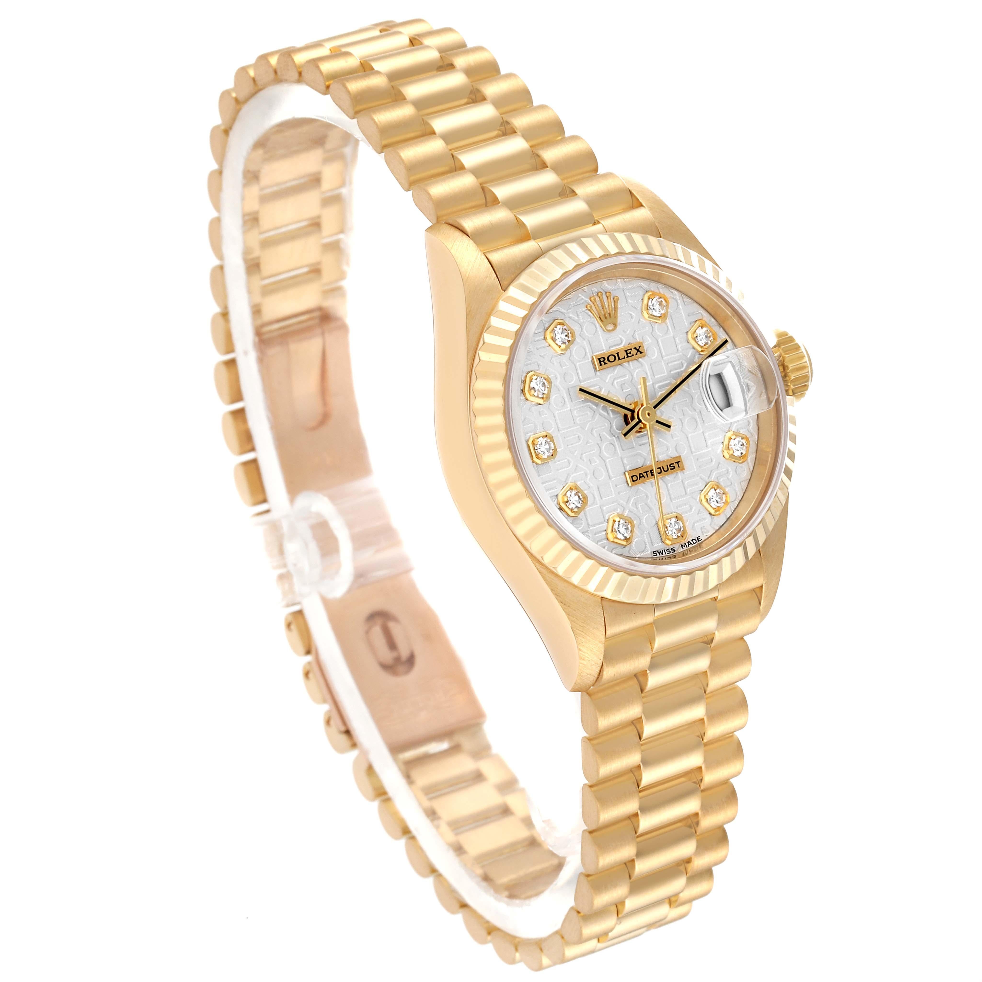 Rolex Datejust President Anniversary Diamond Dial Yellow Gold Ladies Watch 69178 2