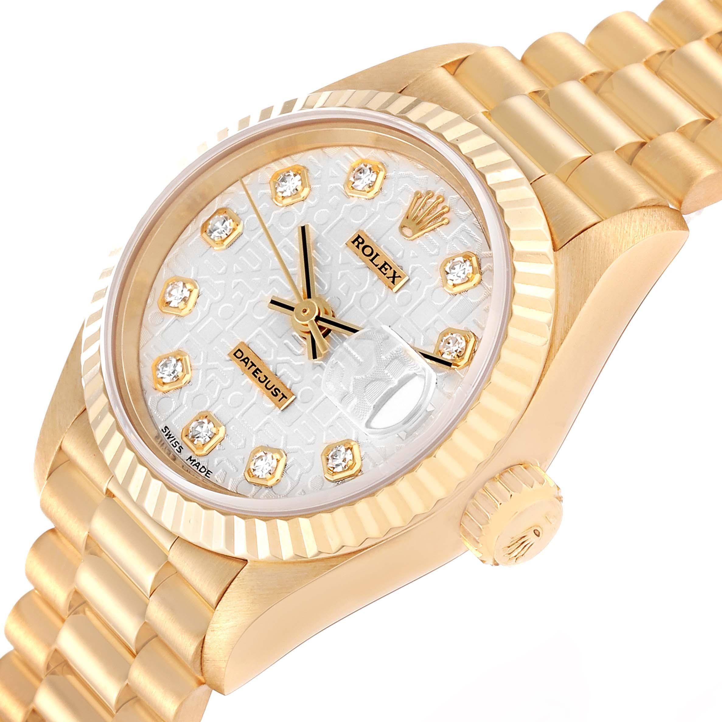 Rolex Datejust President Anniversary Diamond Dial Yellow Gold Ladies Watch 69178 3