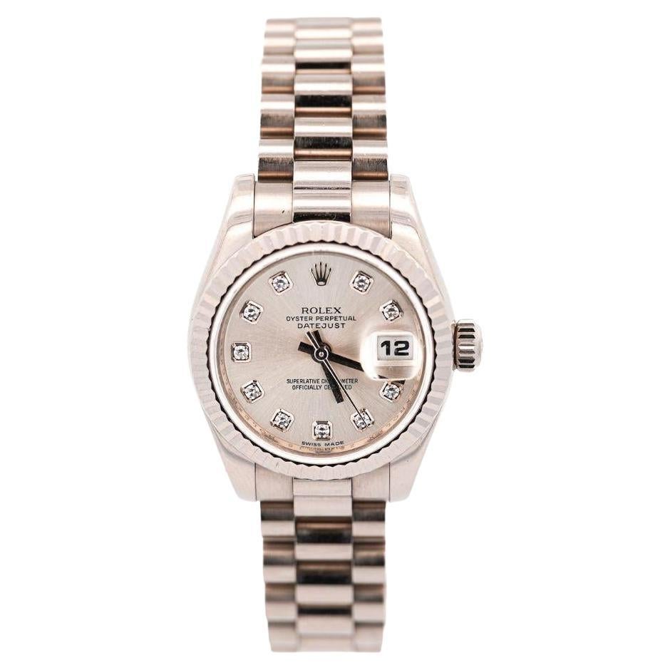 Rolex, bracelet DateJust President 26 mm en or blanc 18 carats avec cadran en diamants d'usine
