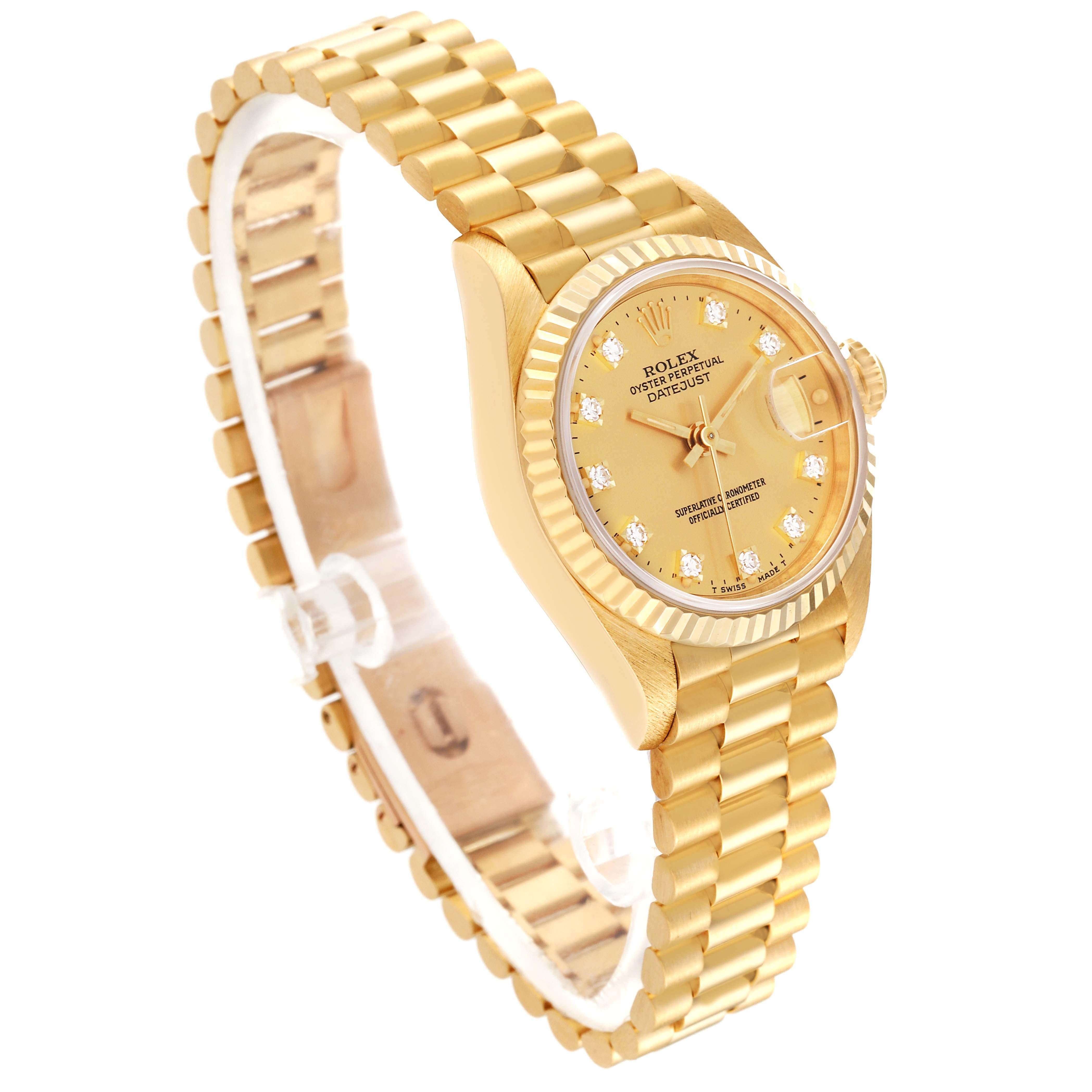 Rolex Datejust President Champagne Diamond Dial Yellow Gold Ladies Watch 69178 For Sale 2