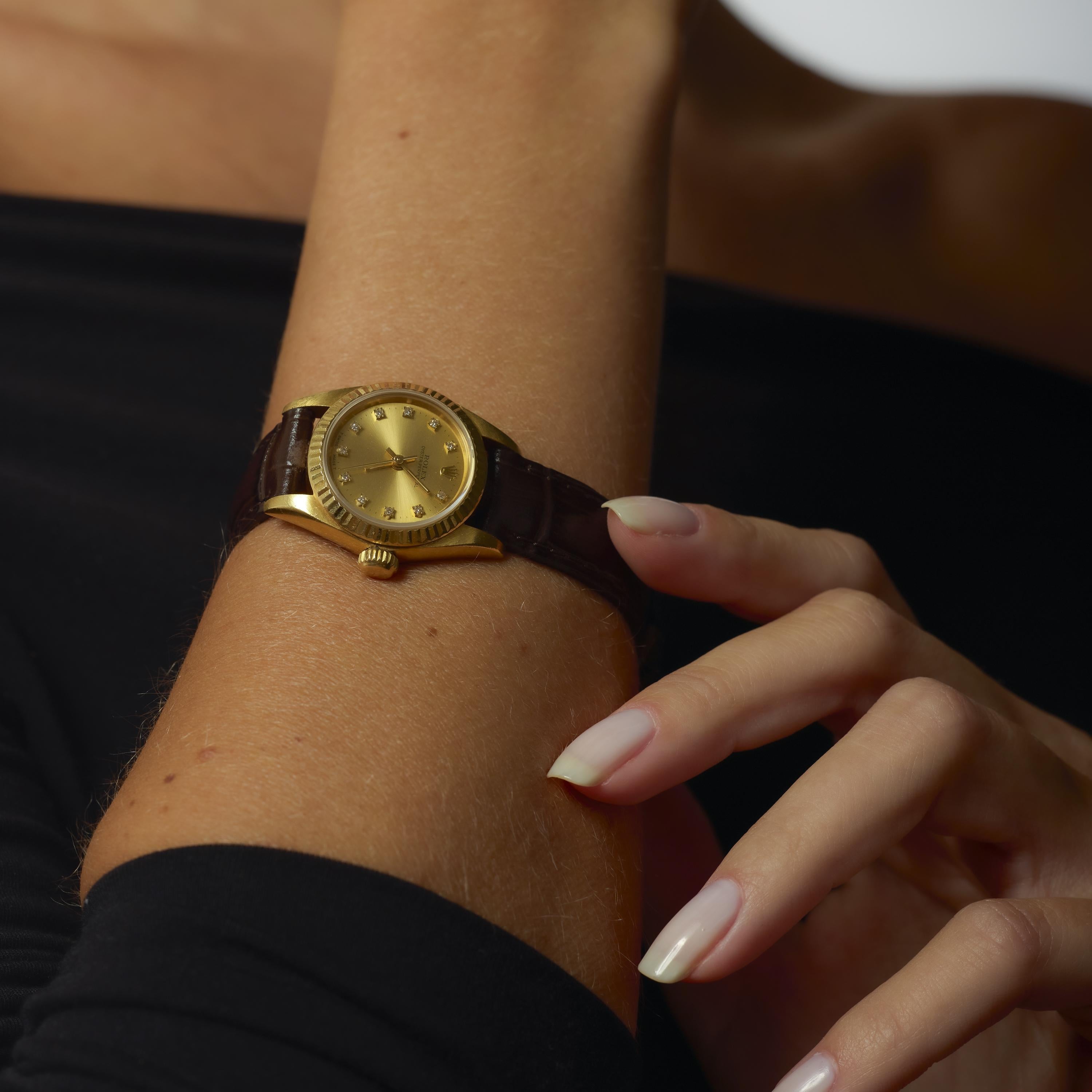 Modern Rolex datejust president diamond 18k yellow gold watch For Sale
