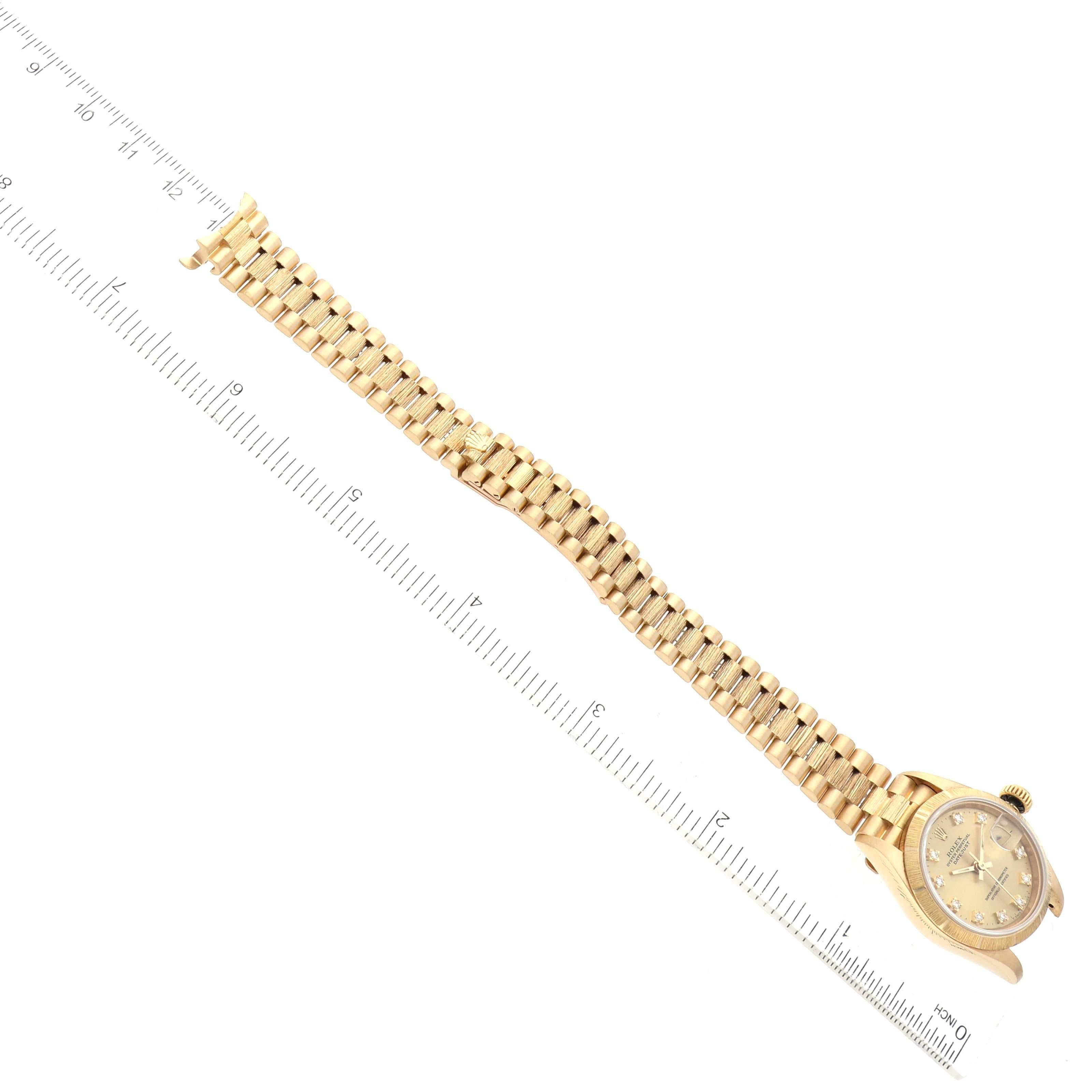 Rolex Montre Datejust President avec cadran en diamant et finition écorce, pour femmes 69278 en vente 7